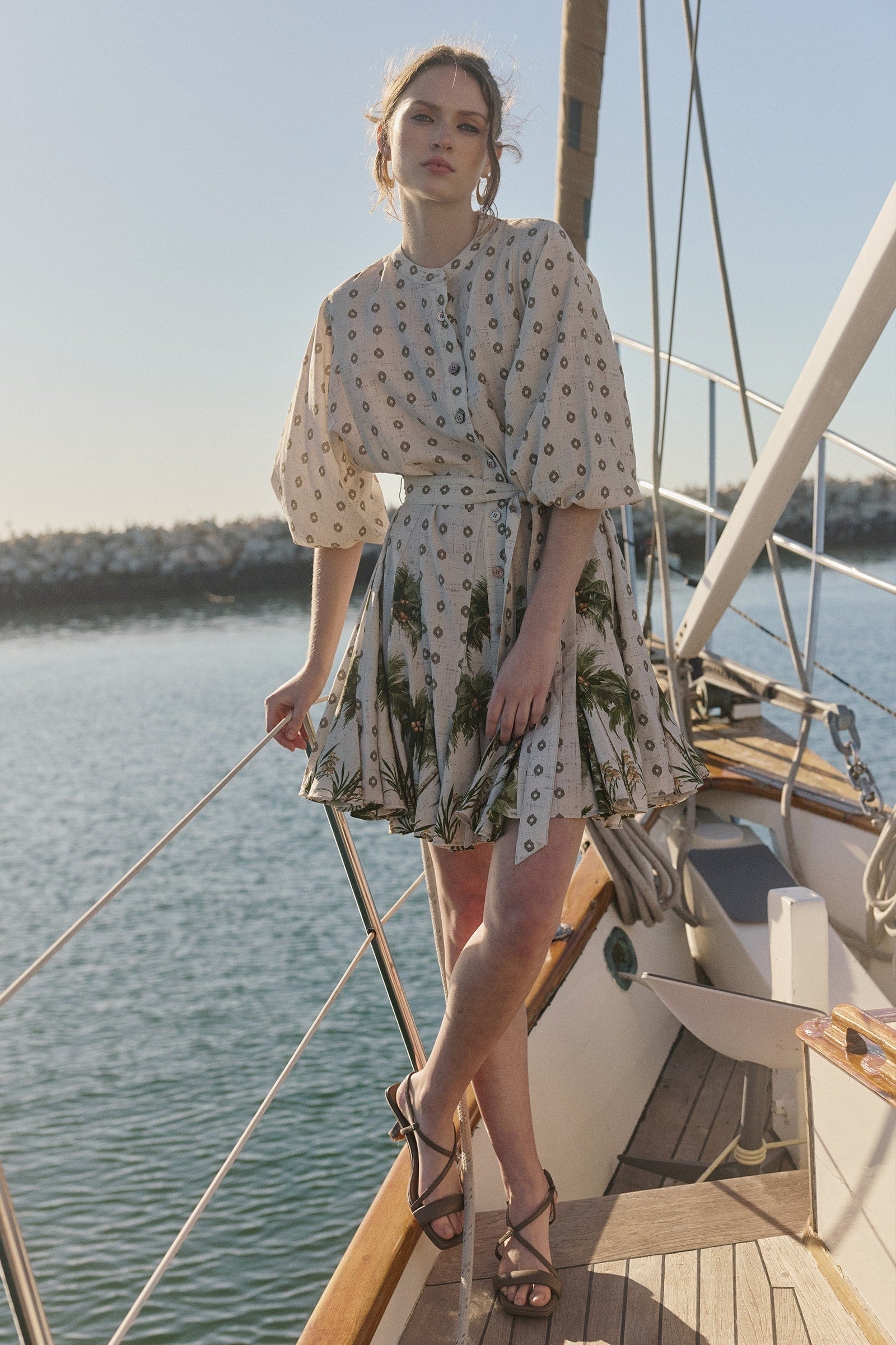 Boho tropical printed mini gore dress
