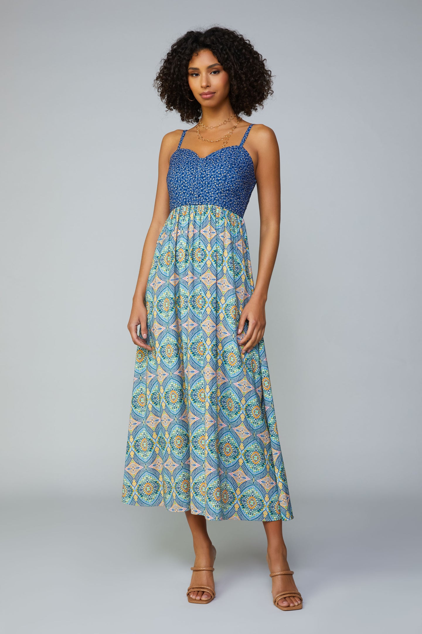 Contrast Quilted Maxi Dress