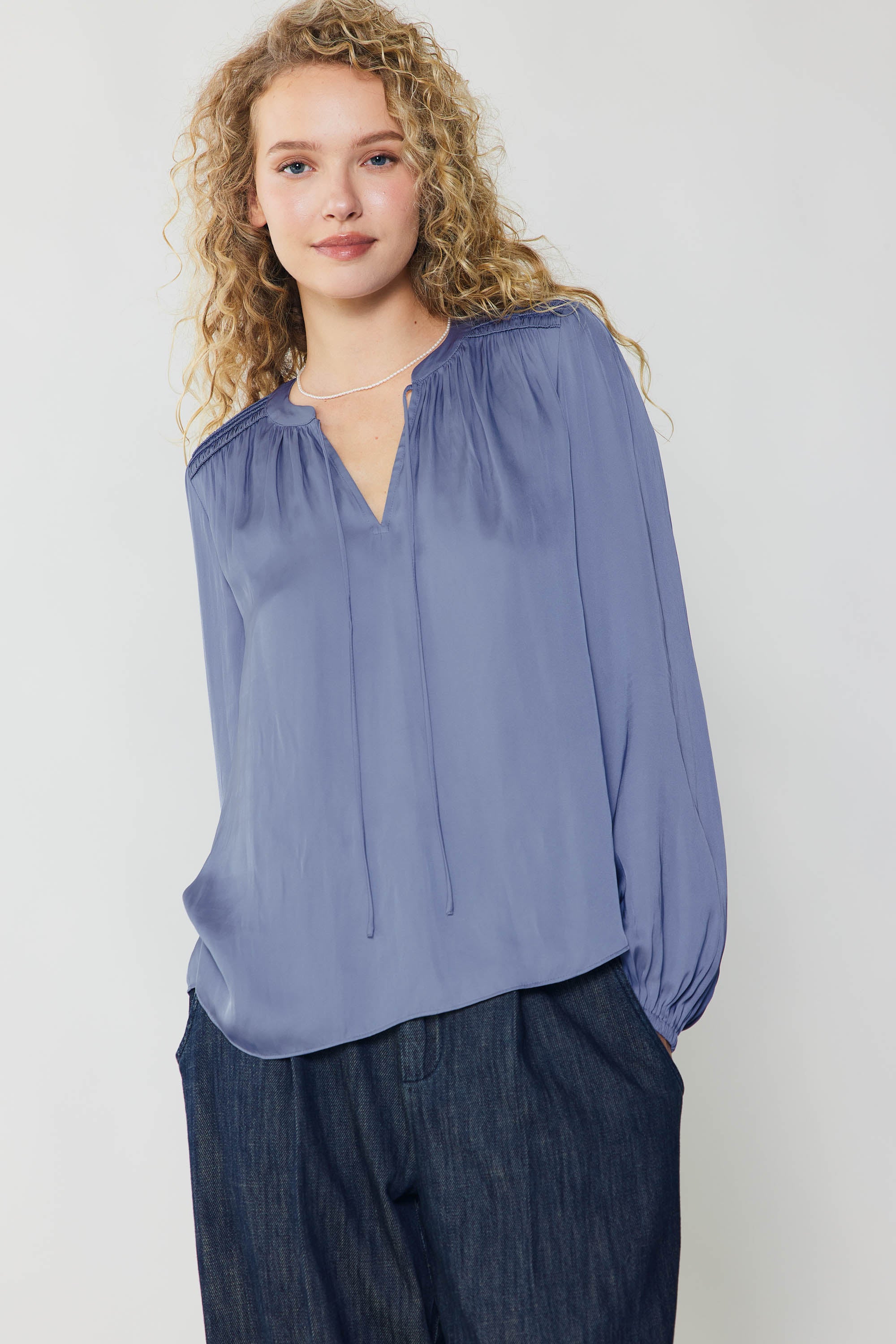 Shirred Yoke Blouse – CURRENT AIR