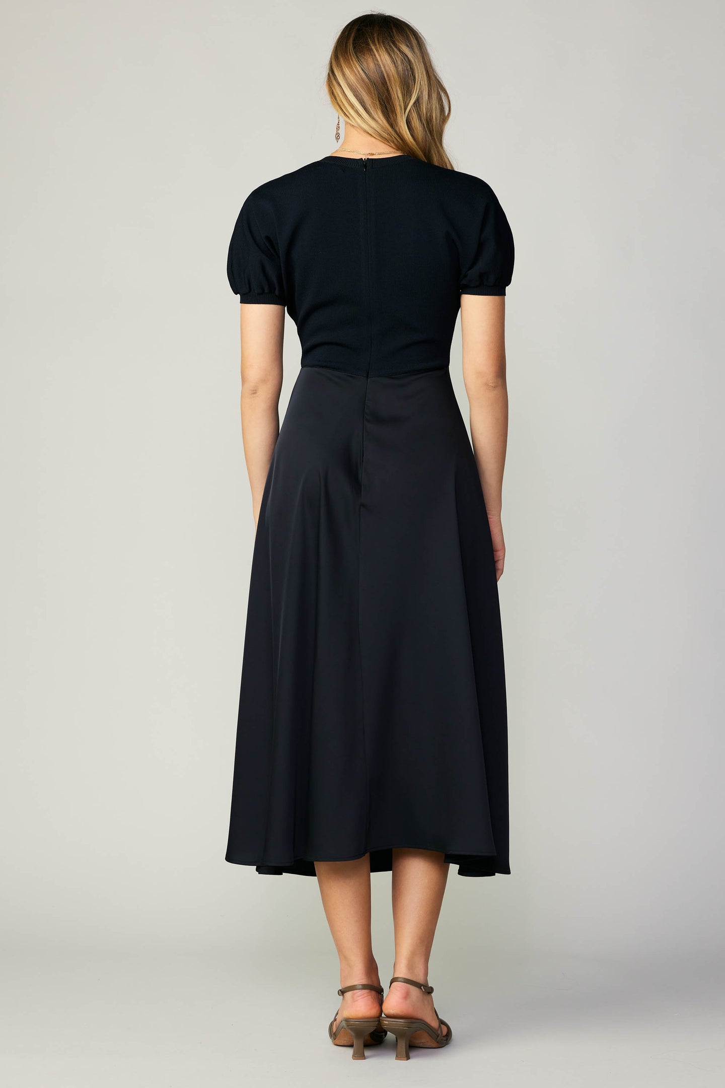 Contrast Knit Midi Dress