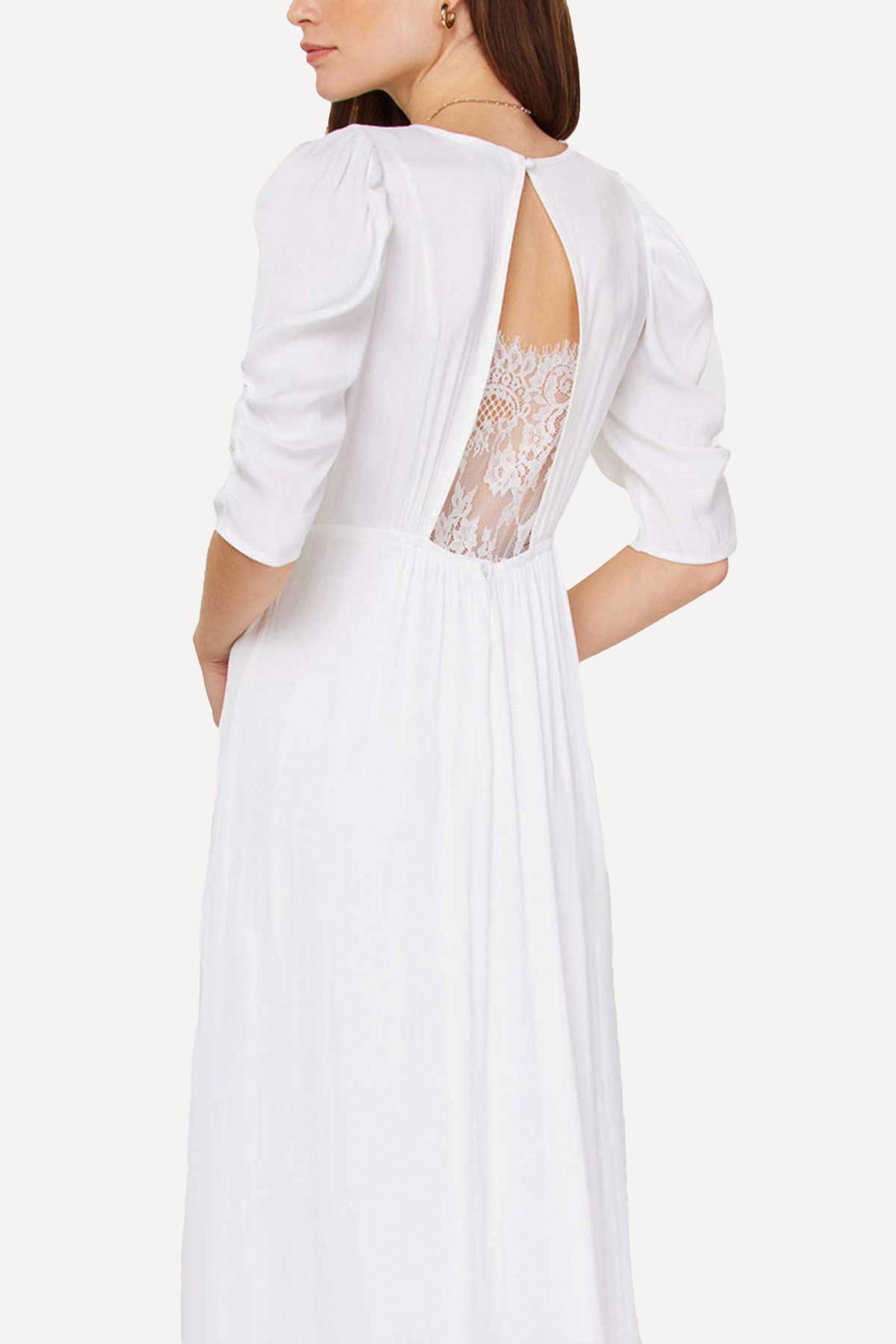 current air long sleeve dress V-NECK RUCHED SLEEVE LONG DRESS -home