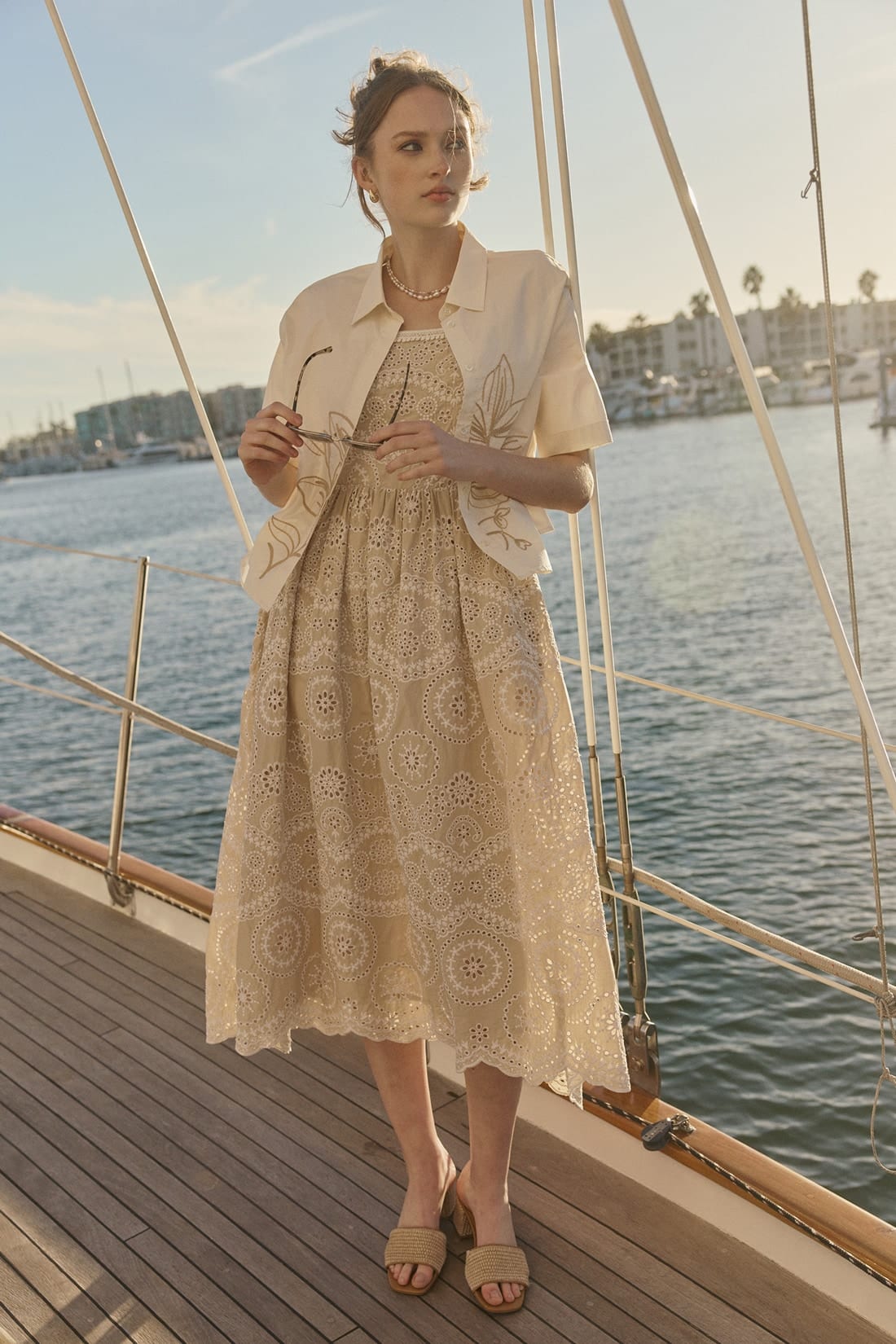 Eyelet dress | Embroidered button down shirt Eyelet dress | Embroidered button down shirt