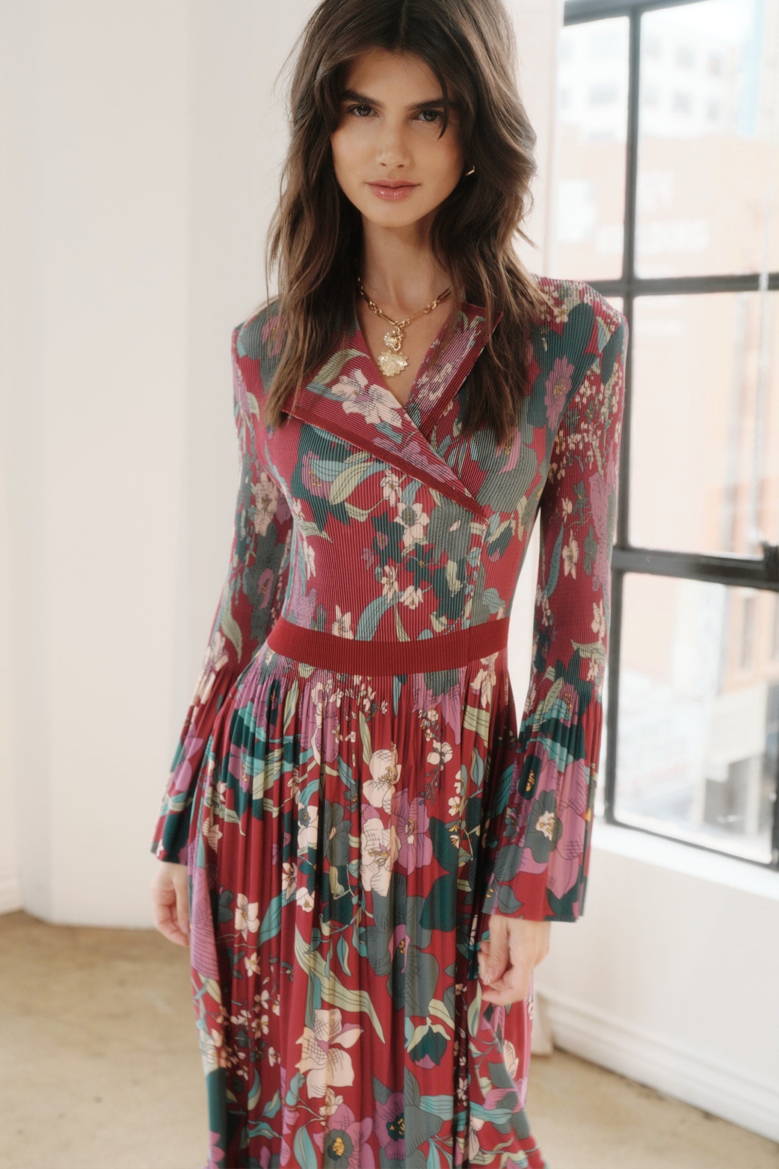 Burgundy print dress