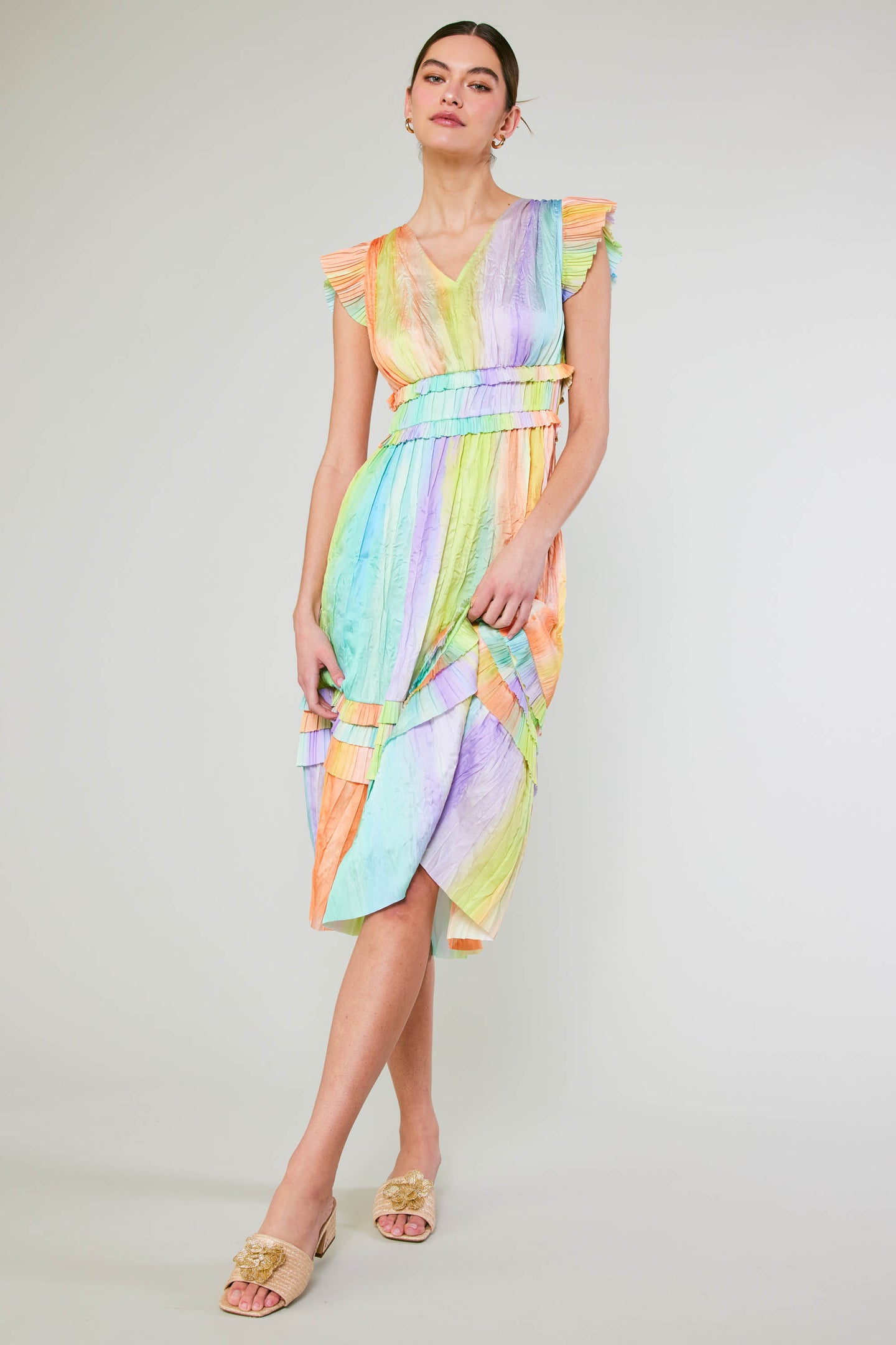 Sereia Rainbow Painterly Midi Dress