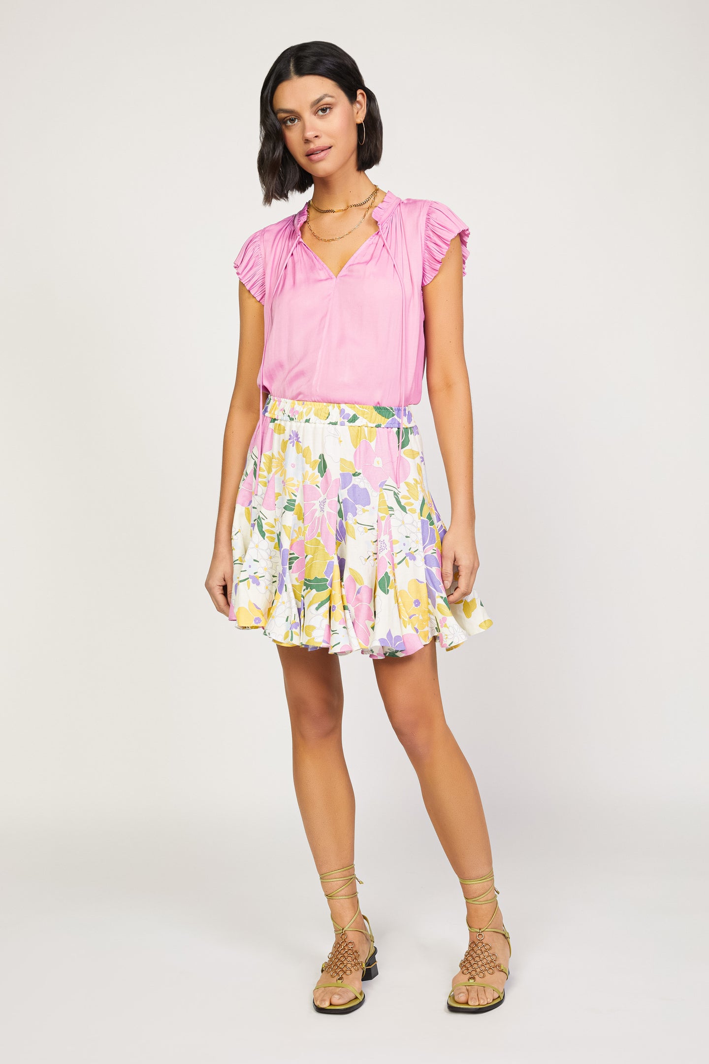 Vintage Floral Godet Skirt