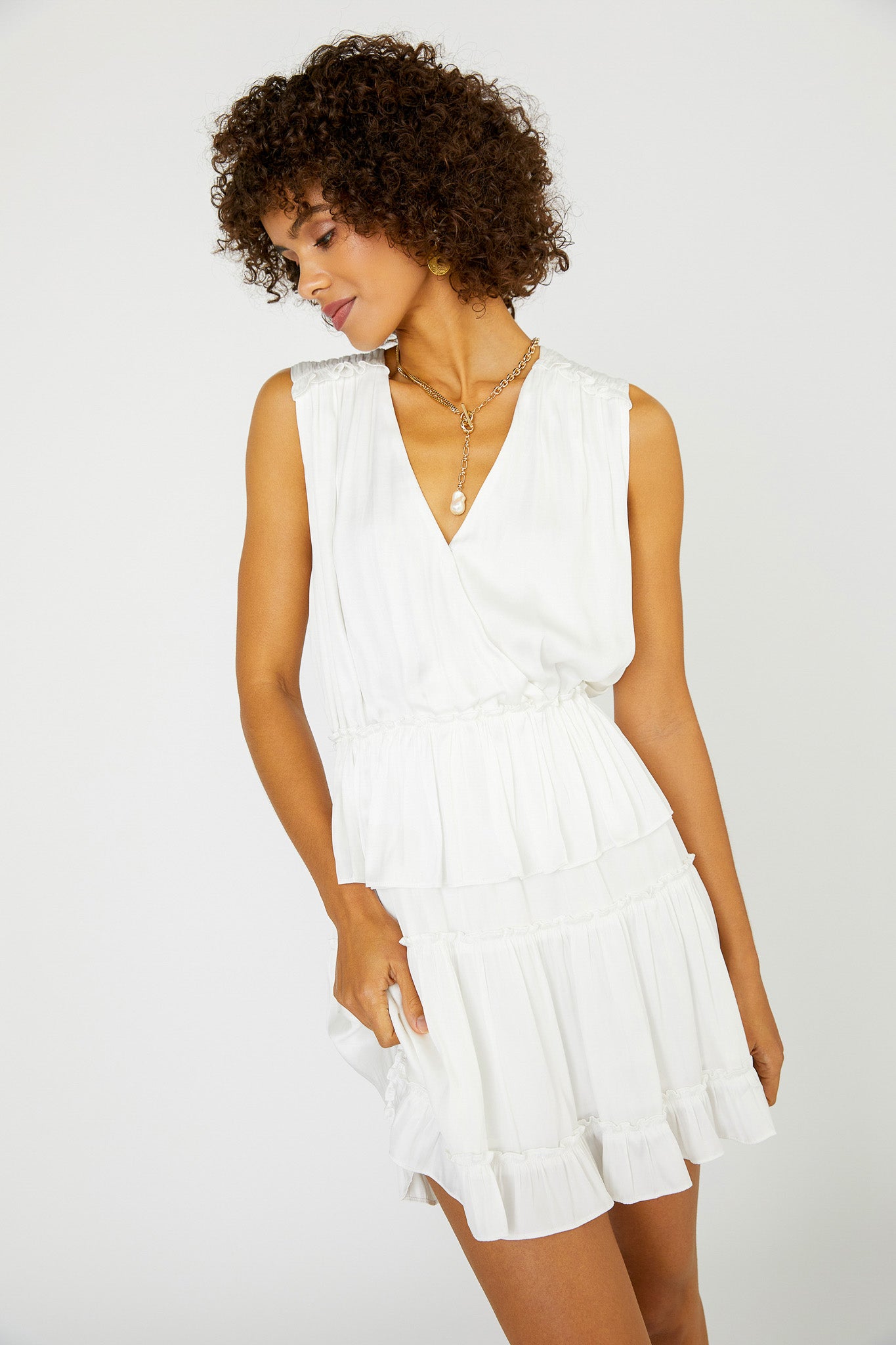 Just a Baddie Corset Detail Surplice Mini Dress