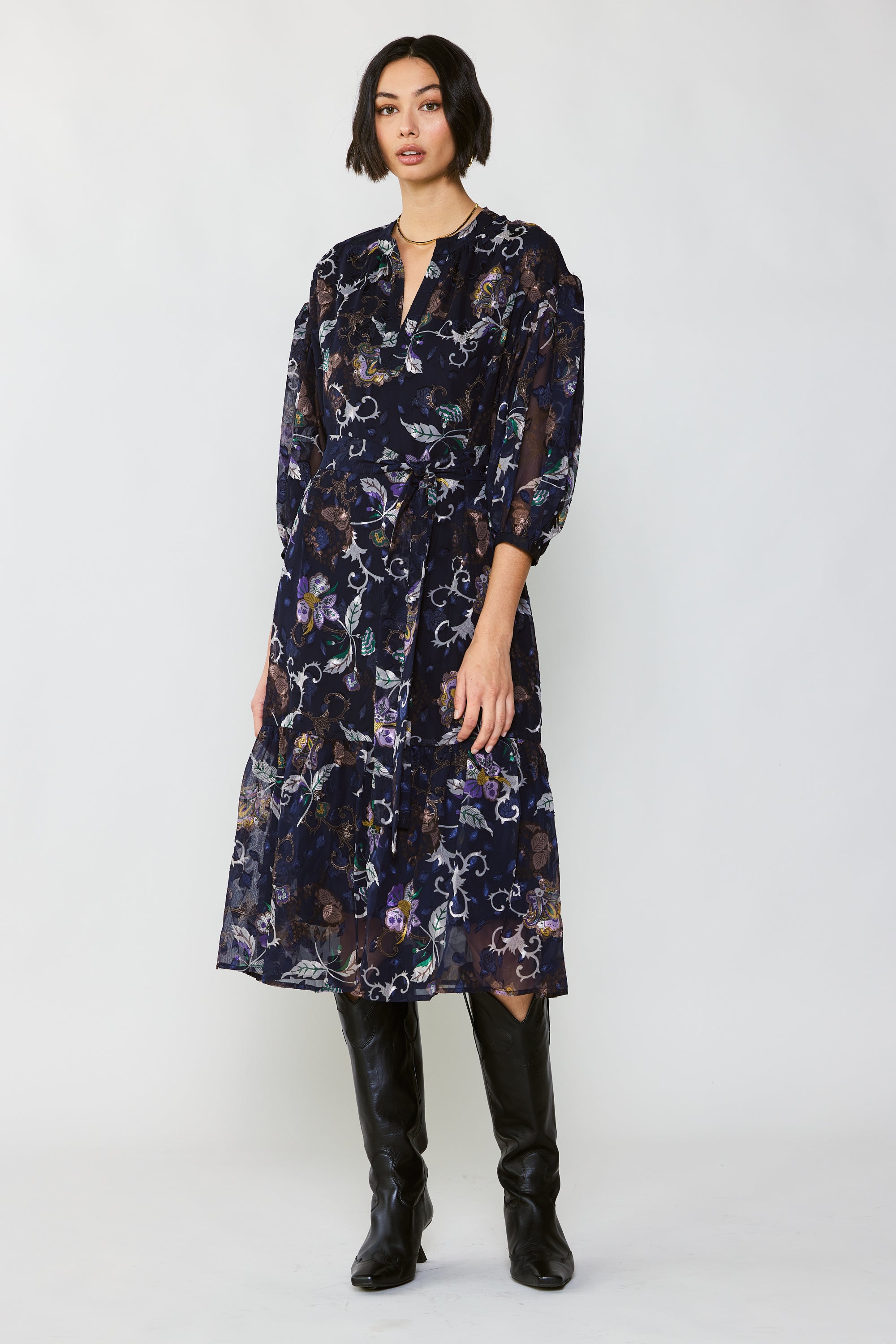 Current Air Women s Navy Floral Midi Dress Floral Navy S