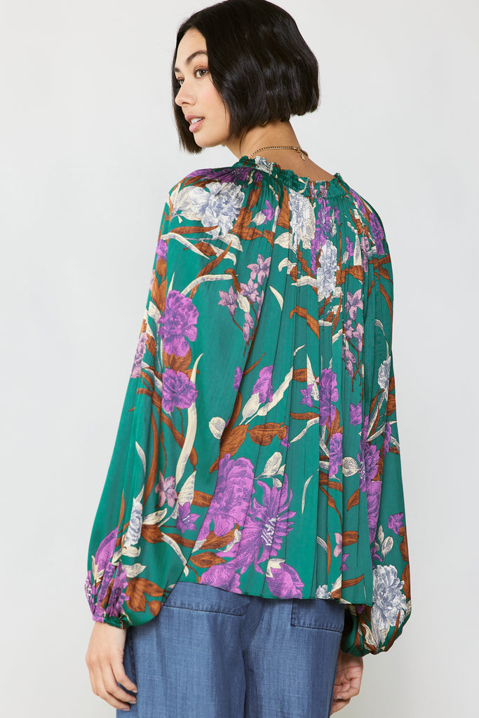 Pleated Floral Blouse