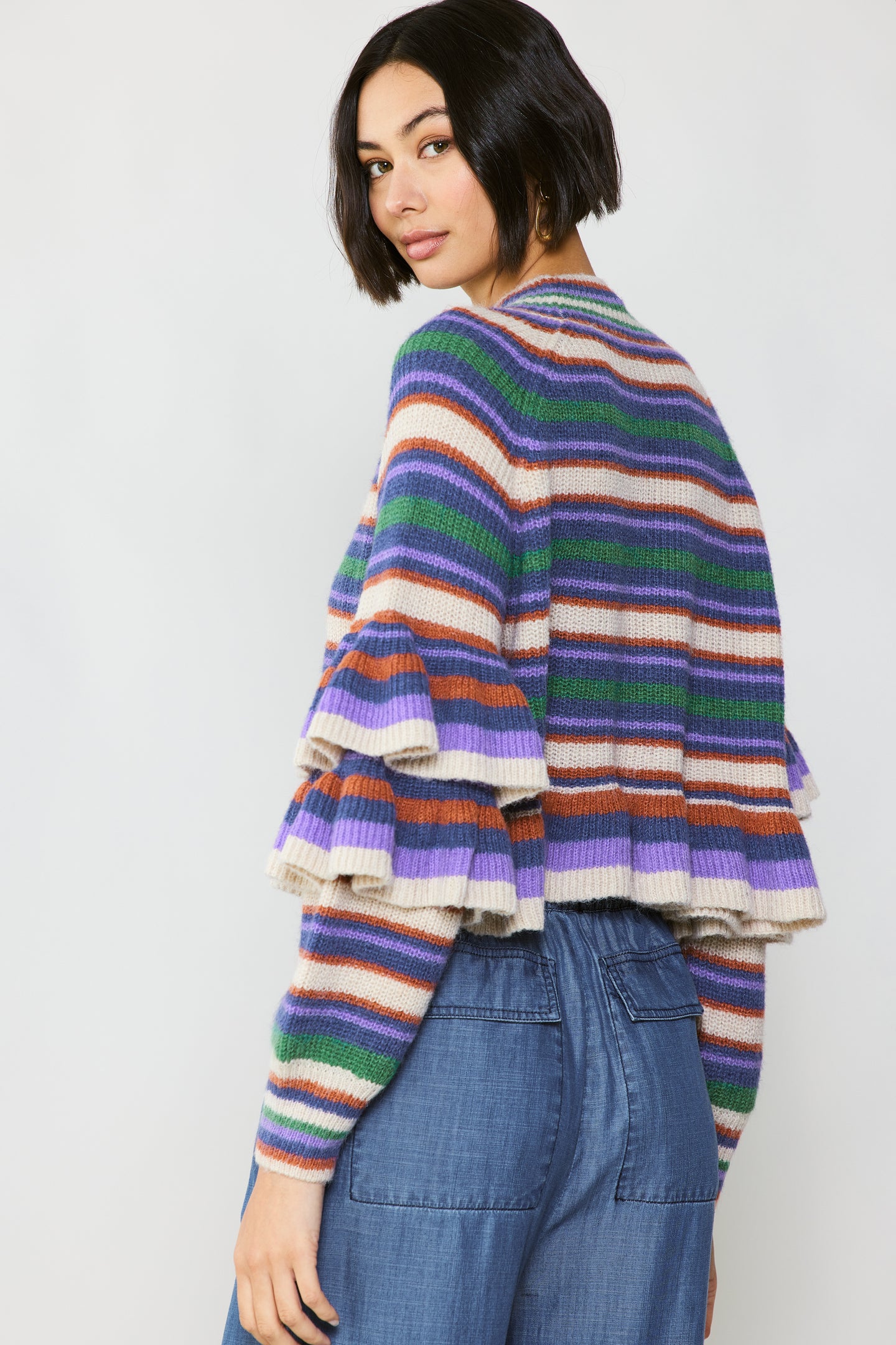 Striped Tiered Sleeve Sweater