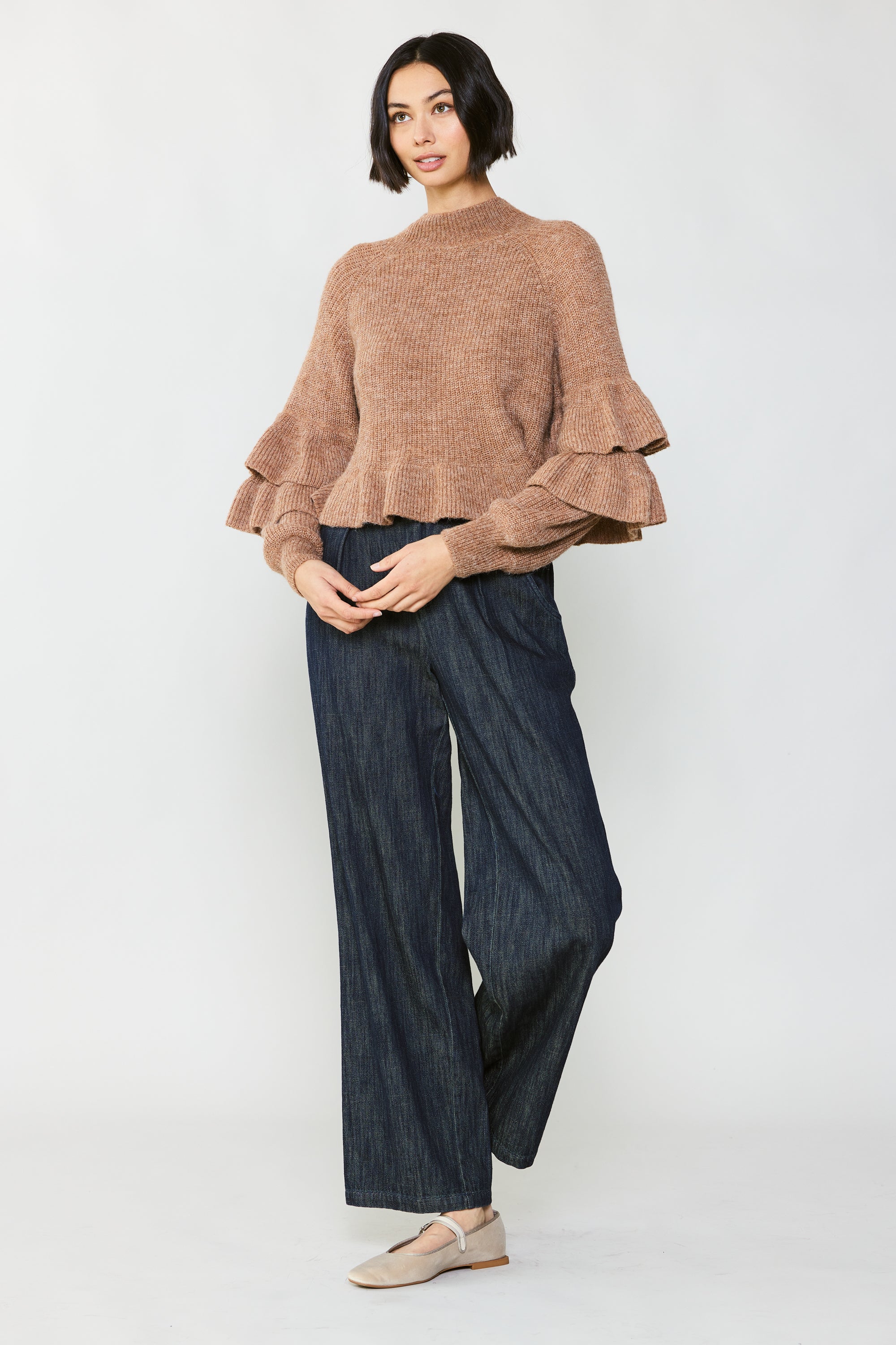 Tiered bell sale sleeve sweater