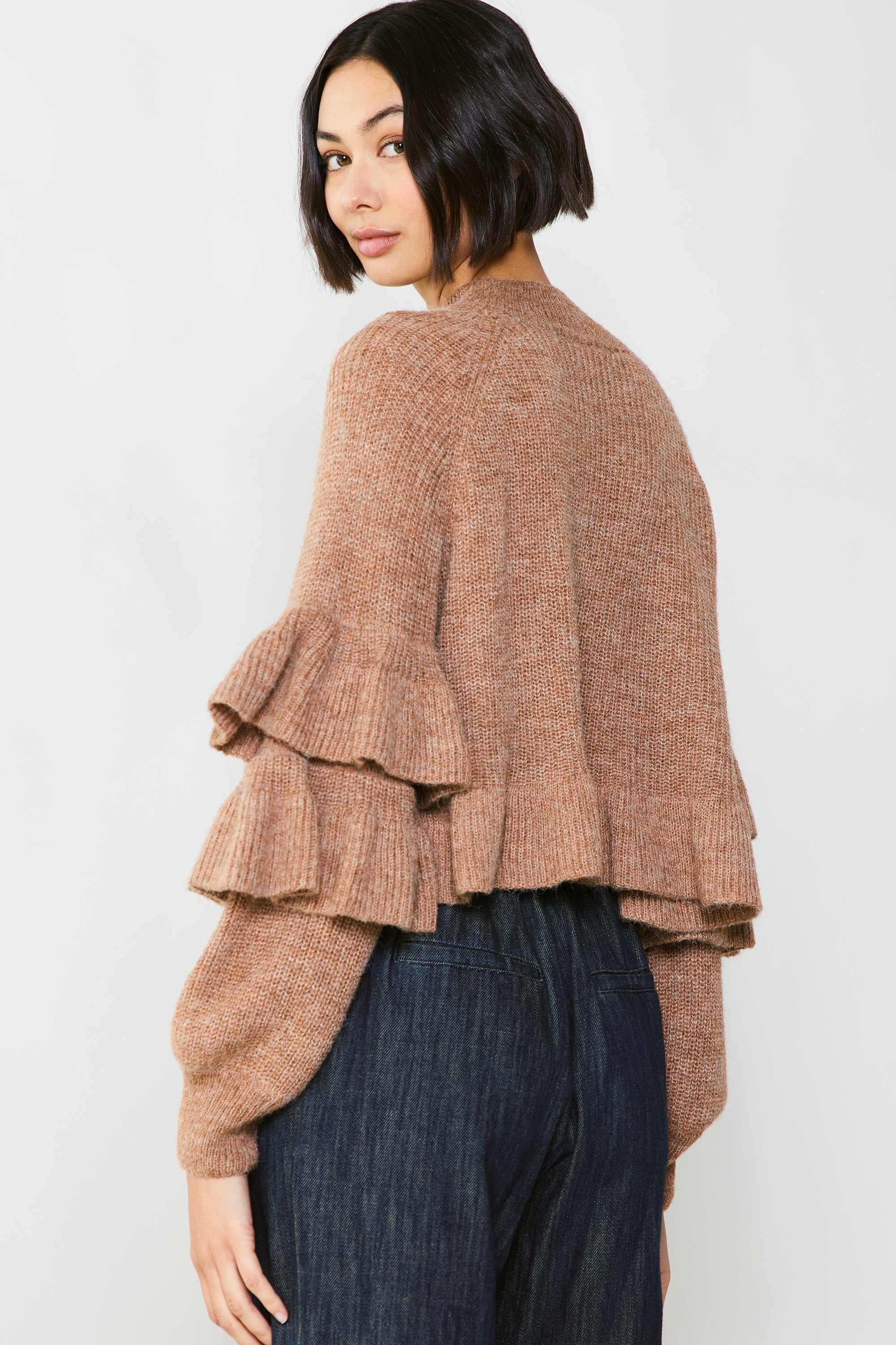 Ruffle on sale sleeve sweater