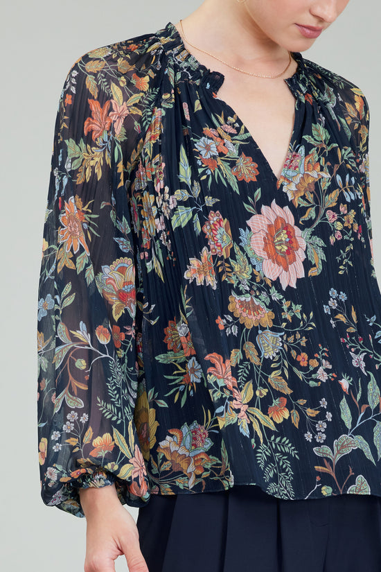 Botanical Printed Pleated Blouse