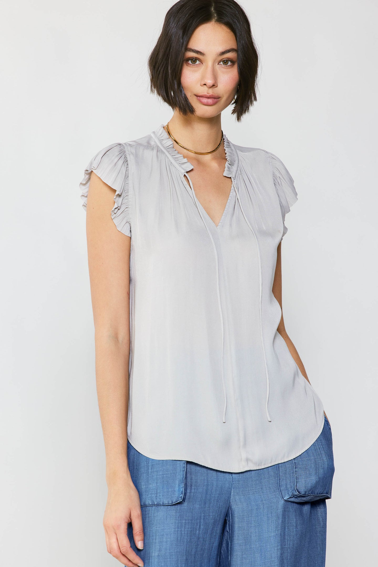 Margot Pleated Sleeve Blouse