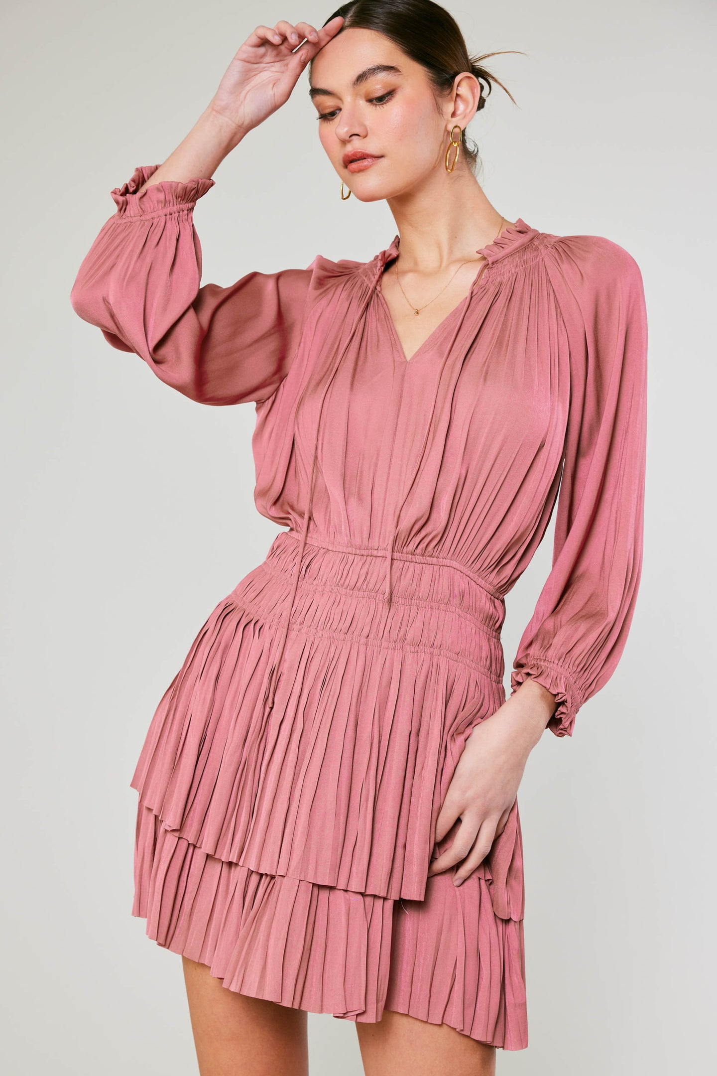 Aurelie Pleated Mini Dress