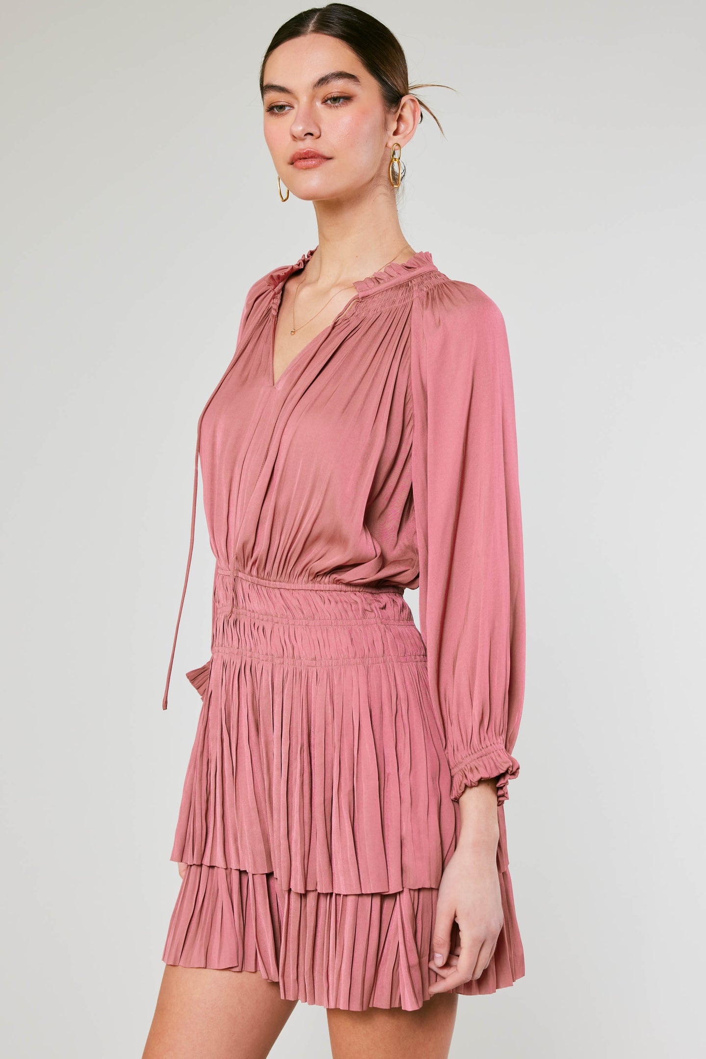 Aurelie Pleated Mini Dress