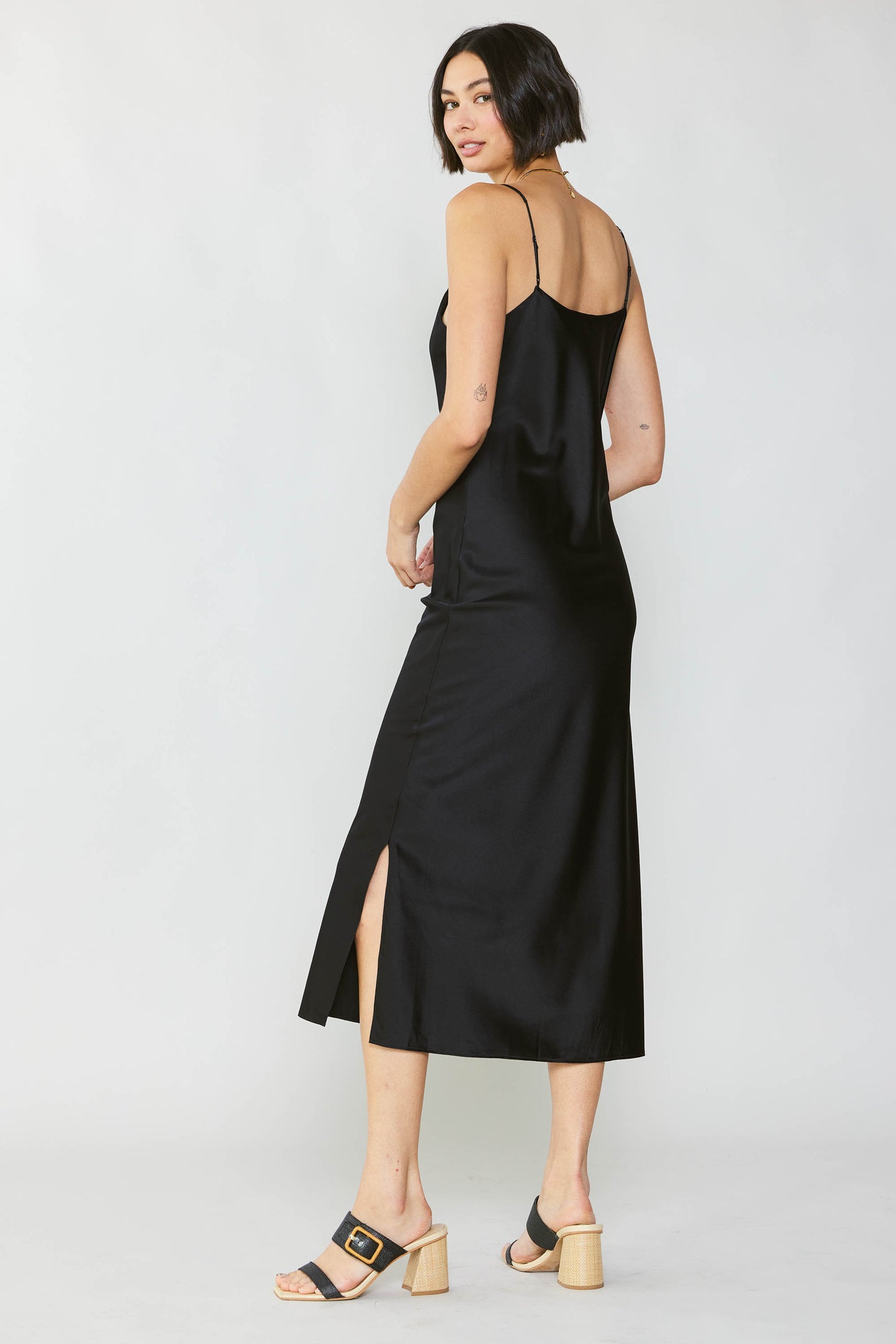 Black Mini Silk Slip Dress, Silk Satin Camisole Dress, Silk Mini Dress for  Women, Sexy Slip Dress With Side Slit 