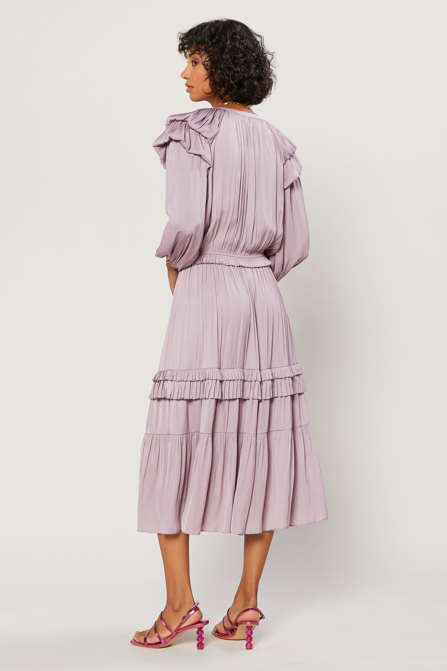 Tiered Surplice Midi Dress