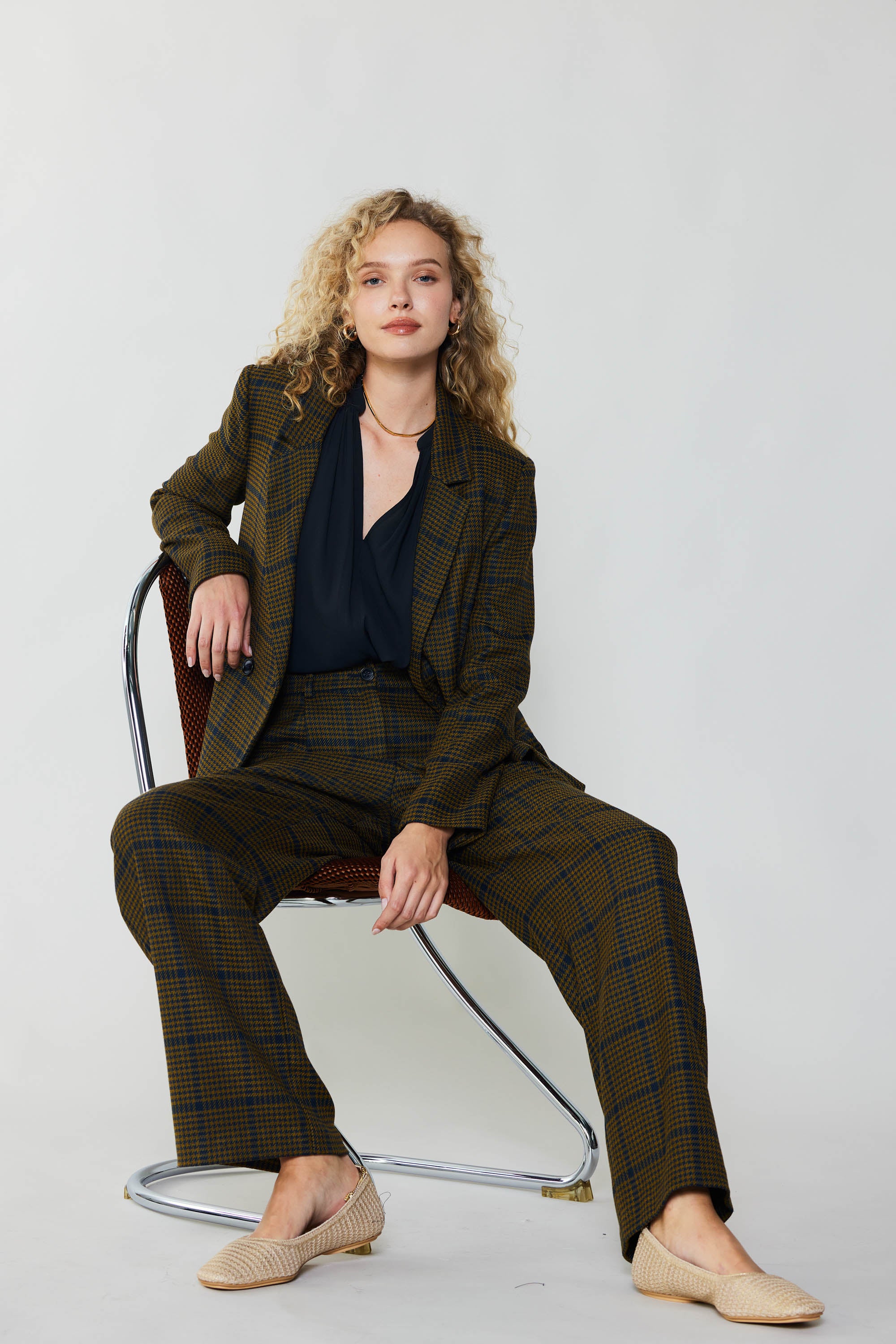 COLLUSION blazer & straight leg pants in check | ASOS