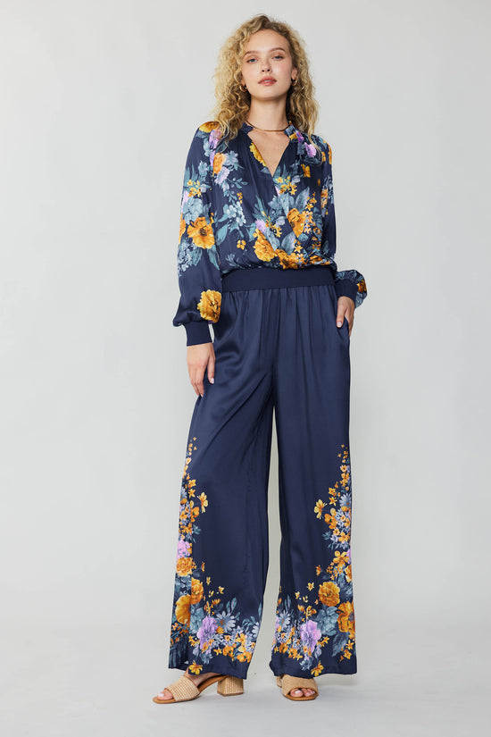 Floral Motif Wide Pants