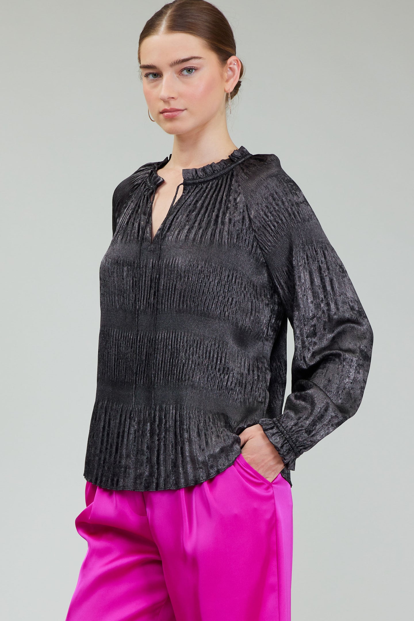 Velvet Pleated Blouse