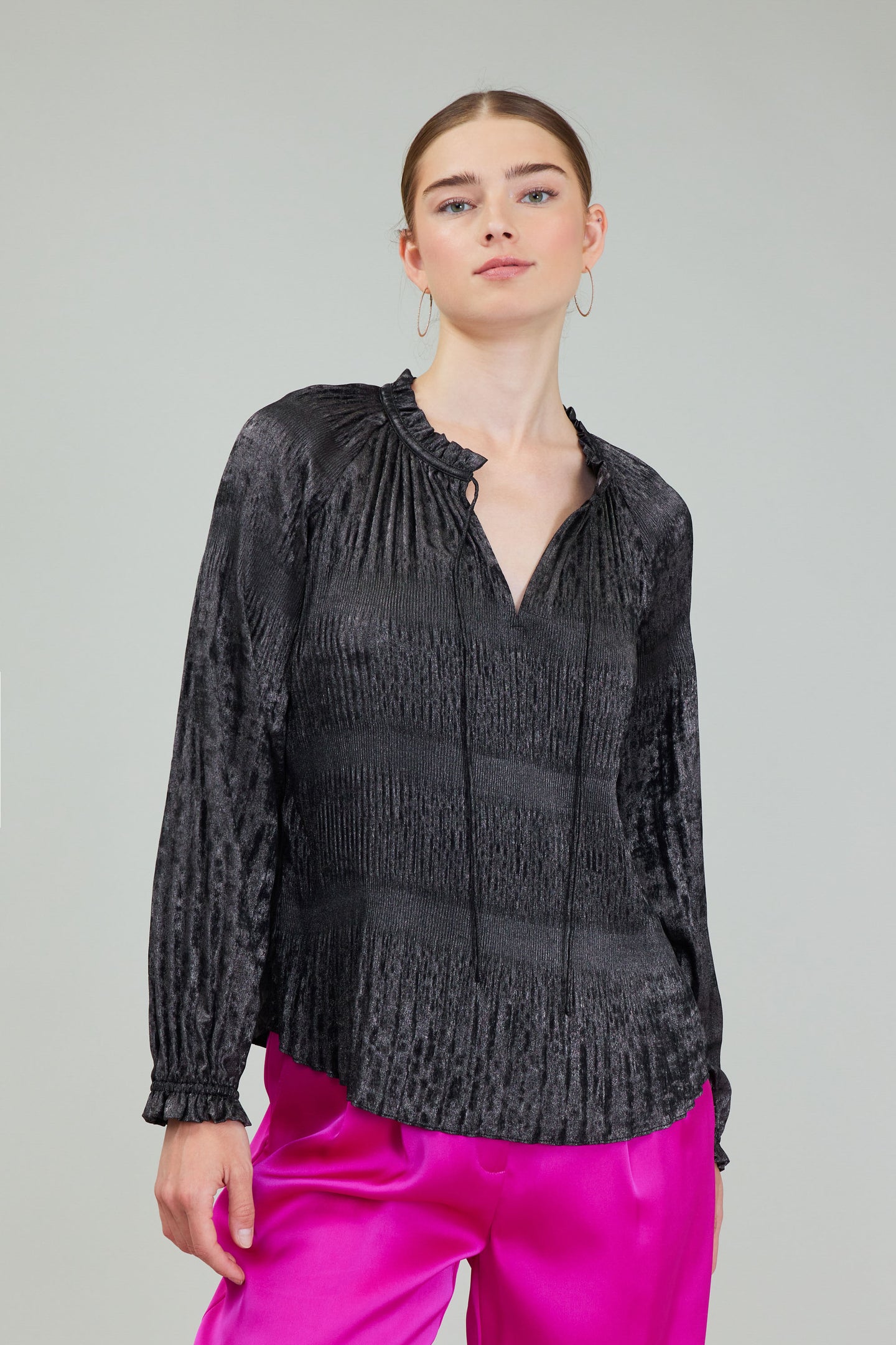 Velvet Pleated Blouse