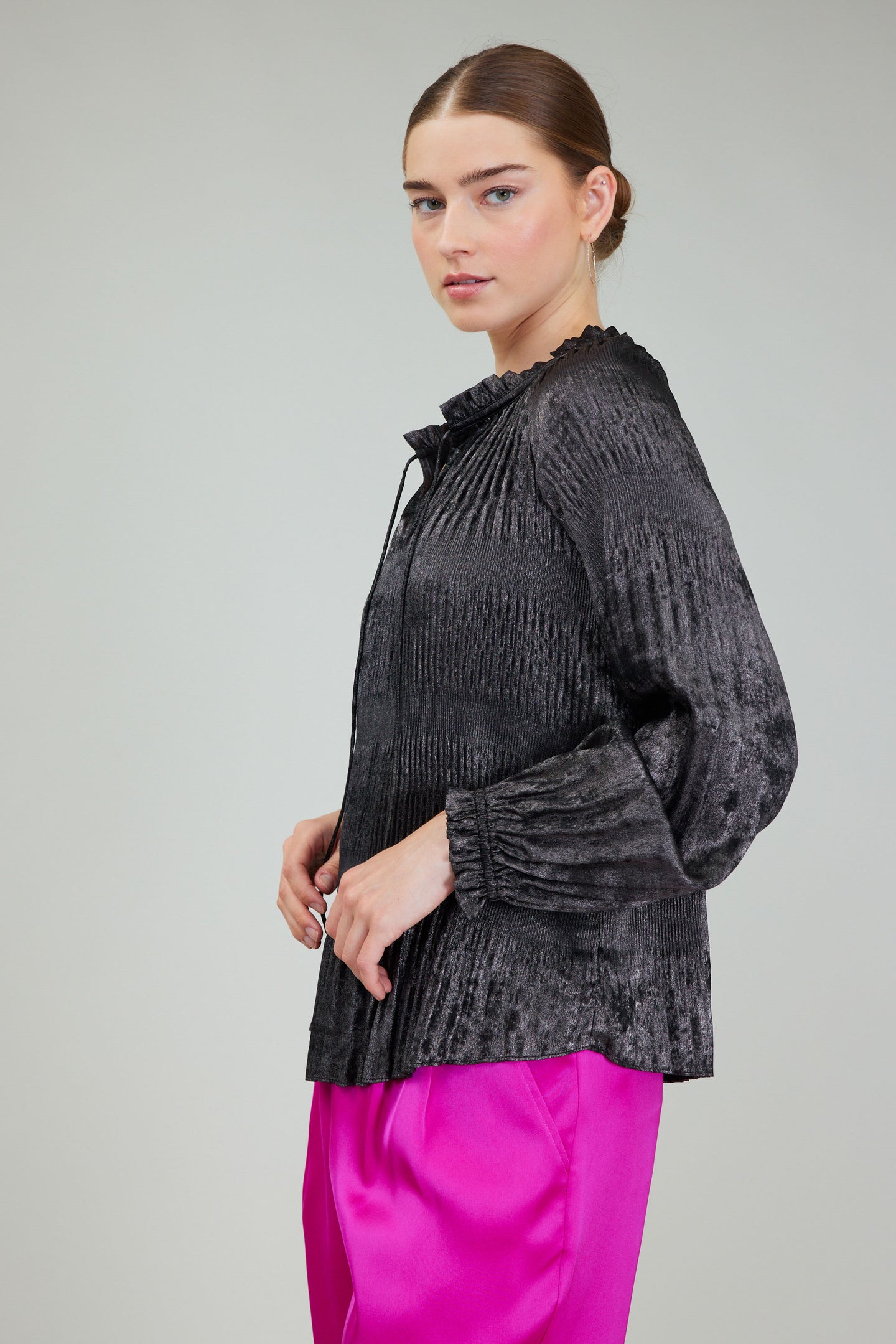 Velvet Pleated Blouse