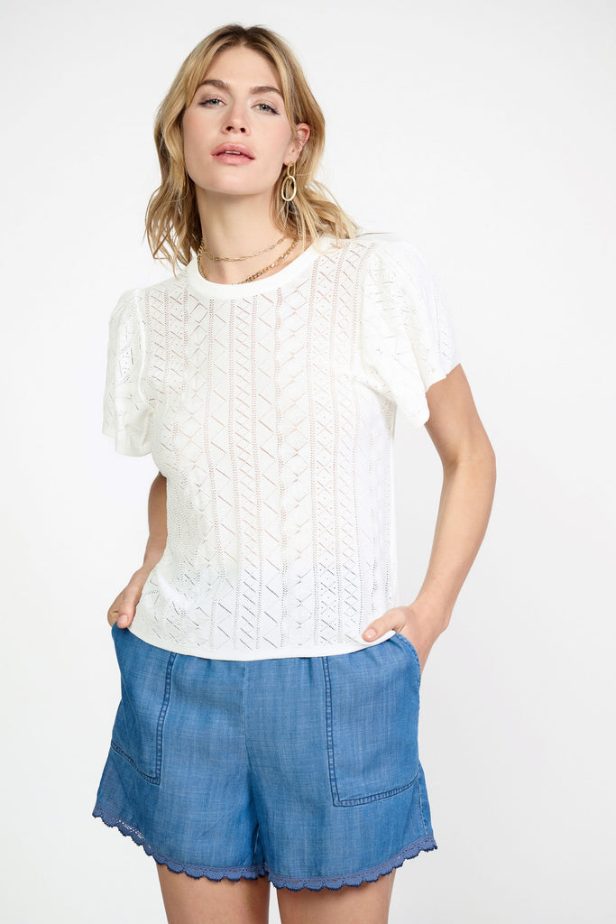 Pointelle Knit Sweater Top