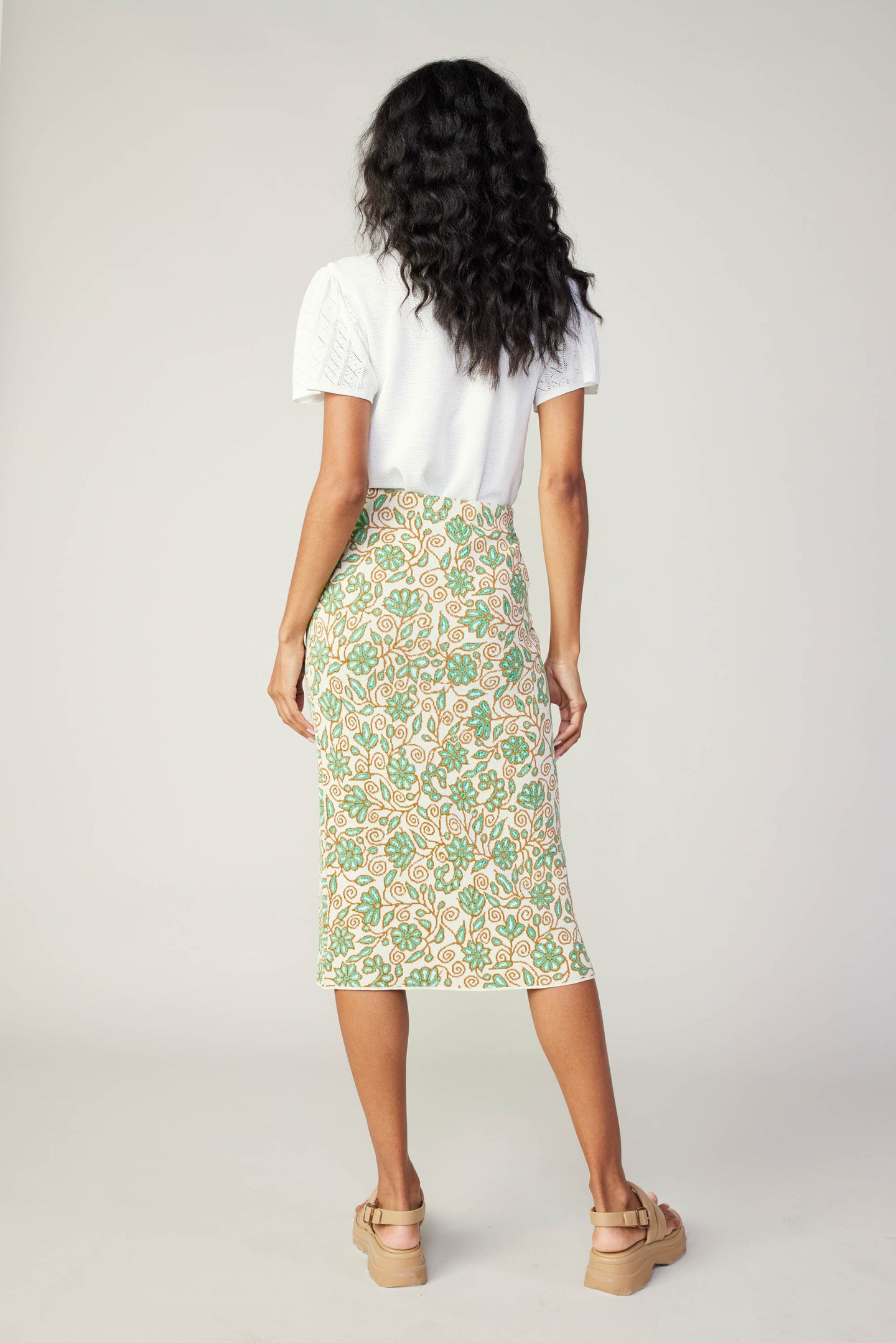 Floral Knit Midi Skirt