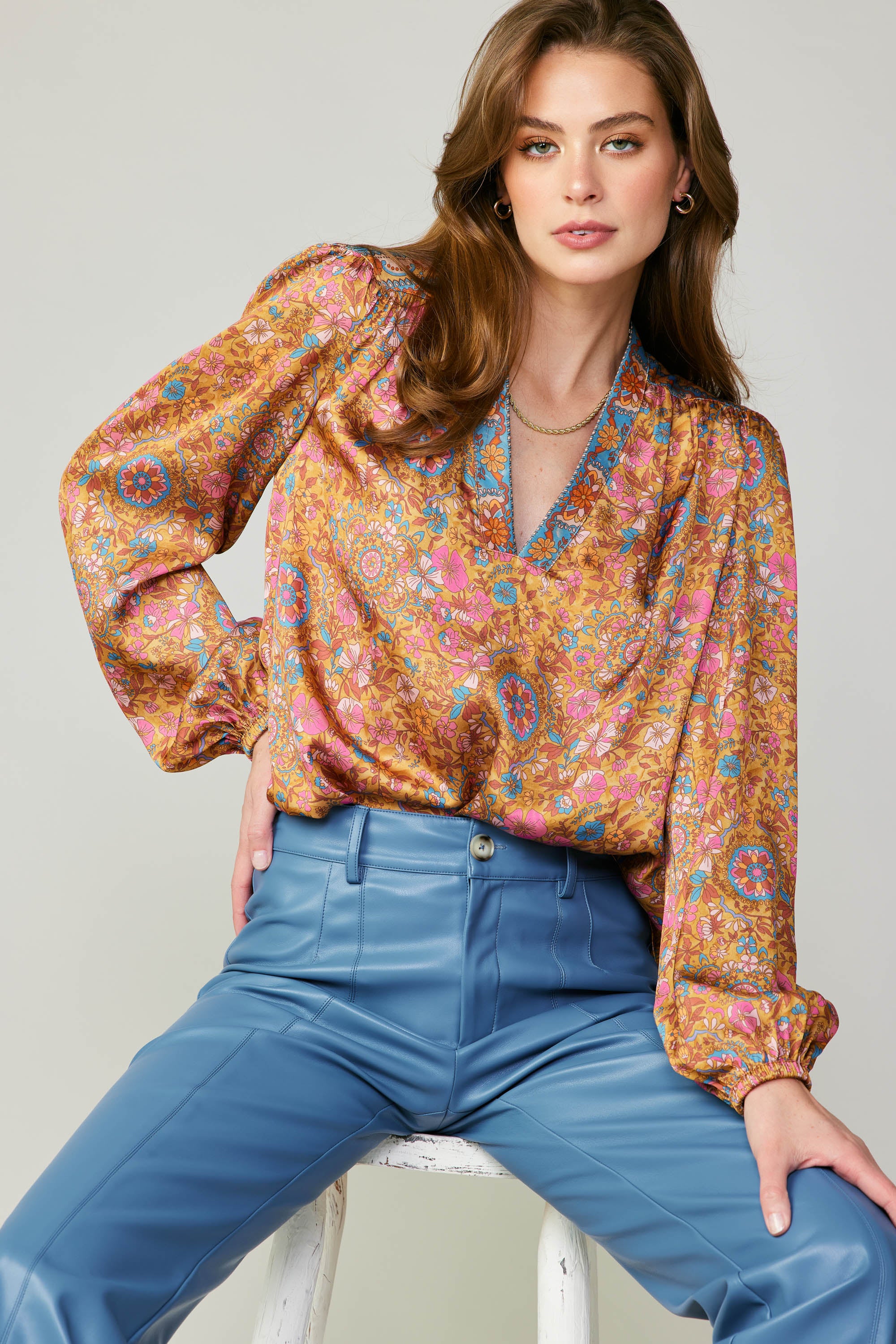 Vintage floral blouse high quality