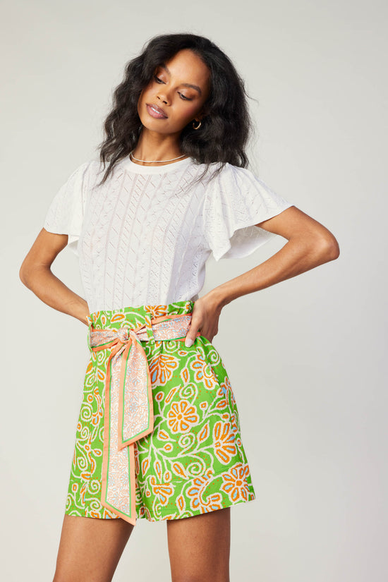 Belted Floral Patterned Shorts