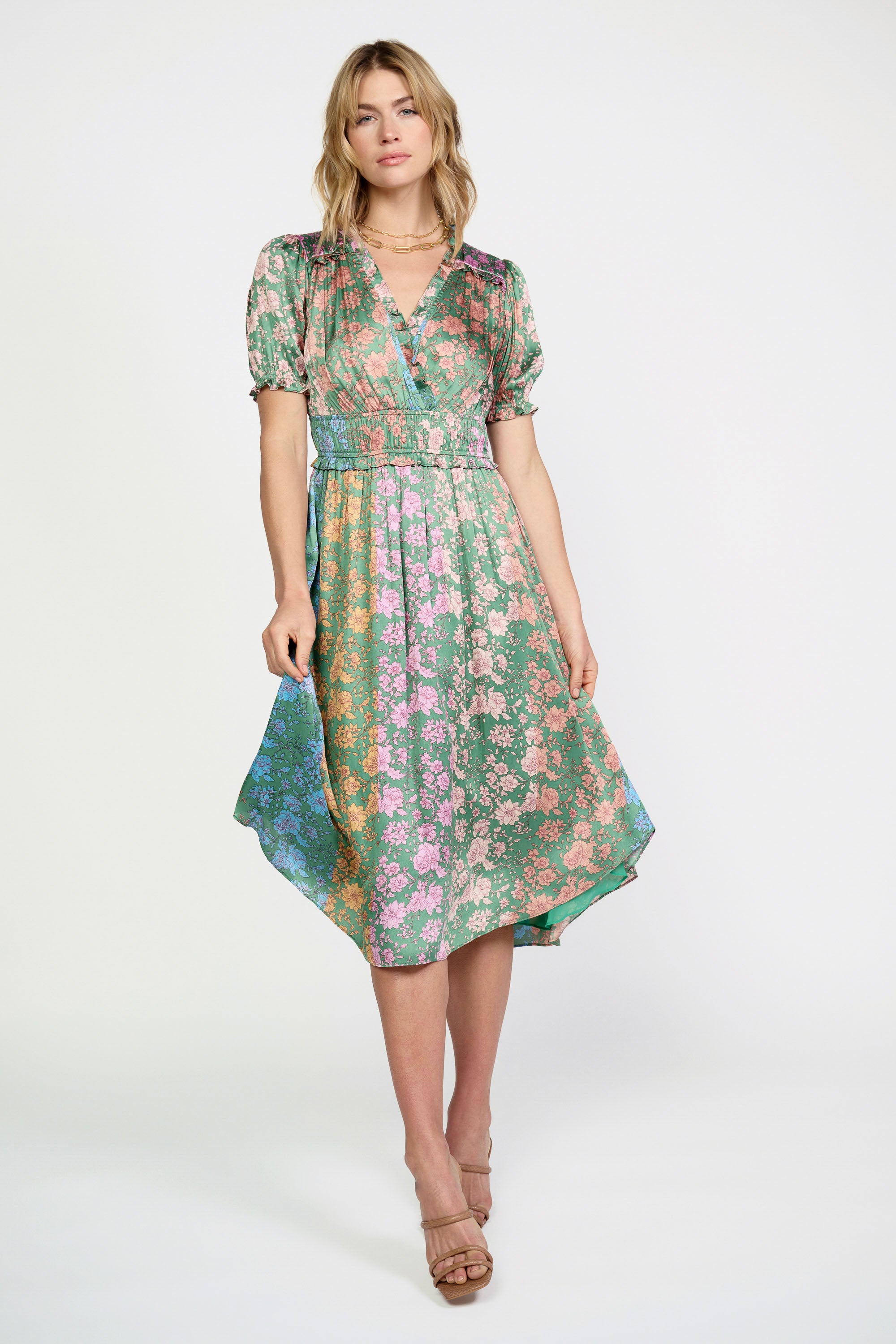 Gradient Floral Surplice Midi Dress CURRENT AIR