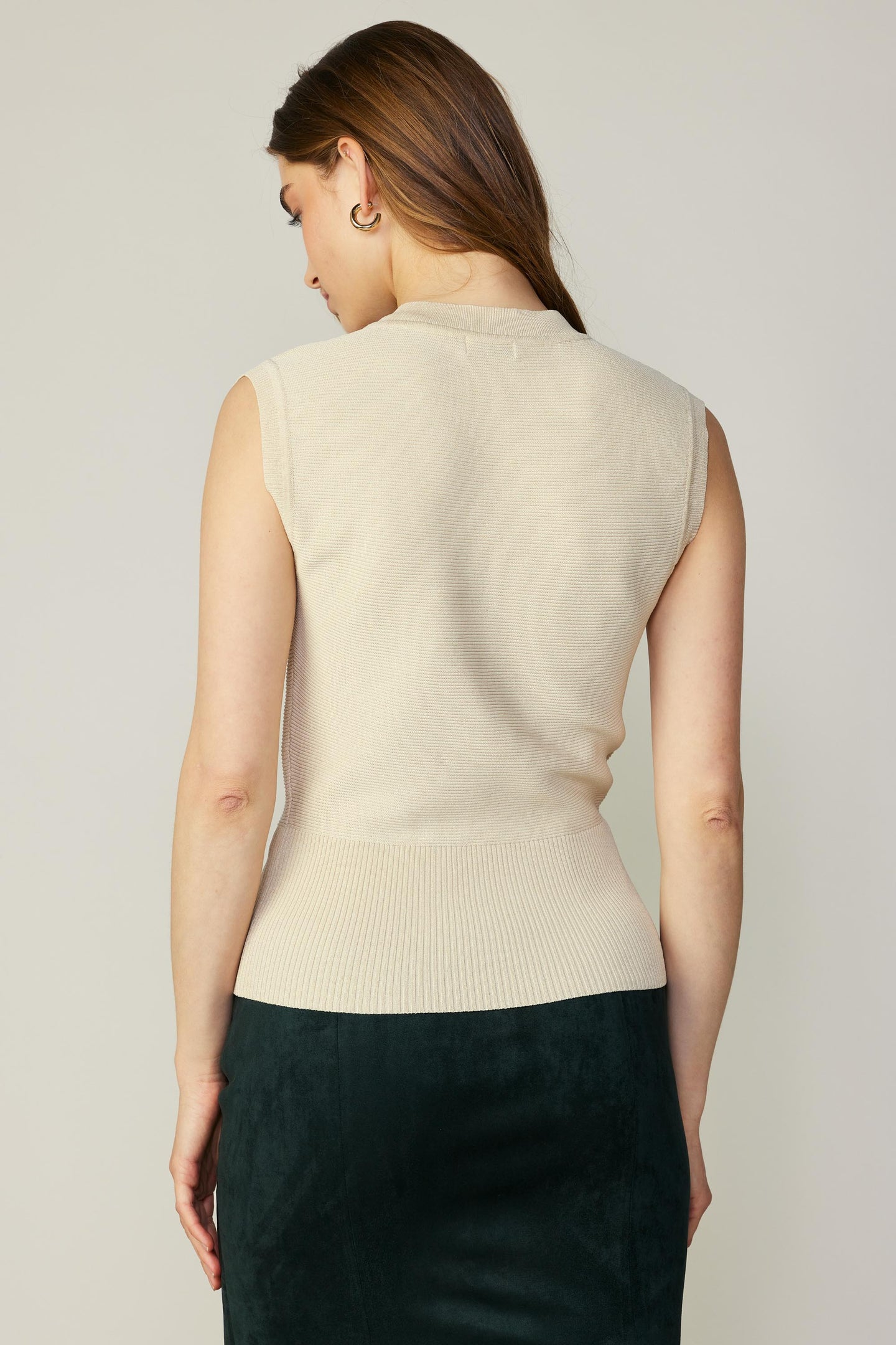 Ribbed Collar Sweater Vest