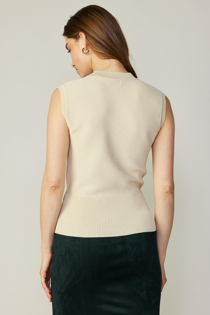 Ribbed Collar Sweater Vest