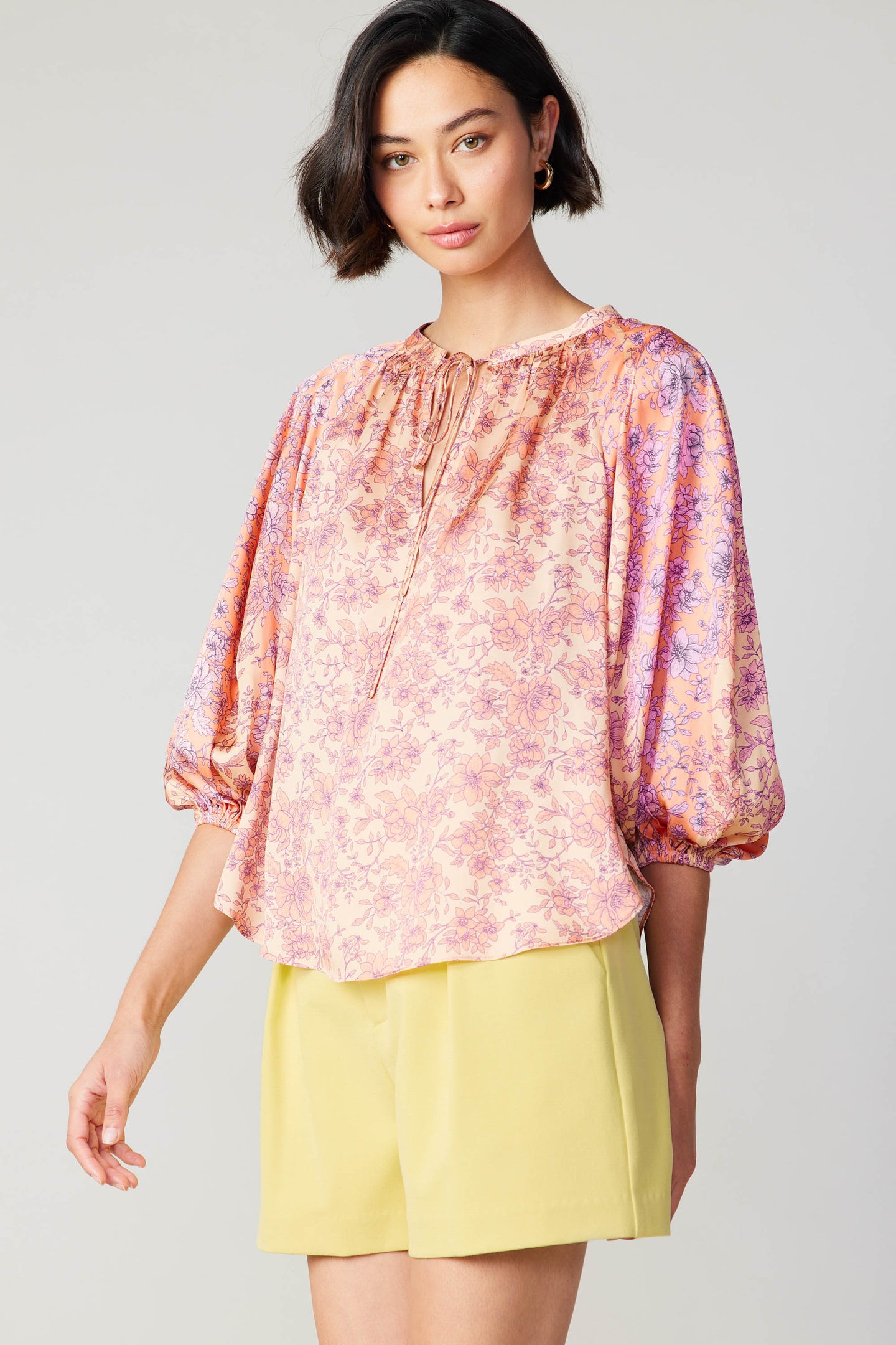 Floral Cuffed Sleeve Blouse