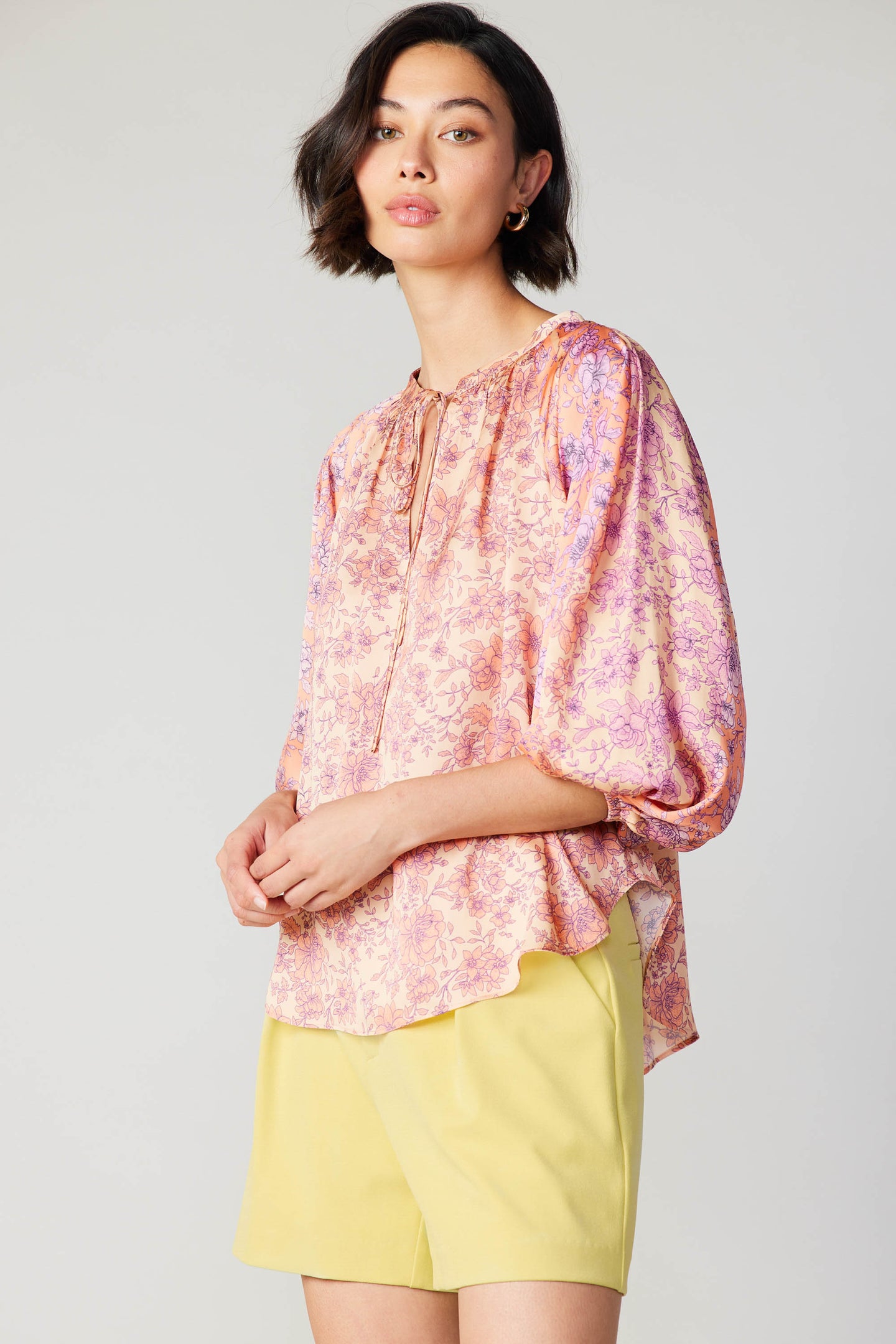 Floral Cuffed Sleeve Blouse – CURRENT AIR