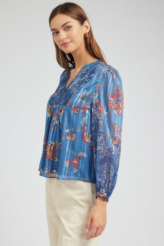 Floral Mandarin Collar Blouse