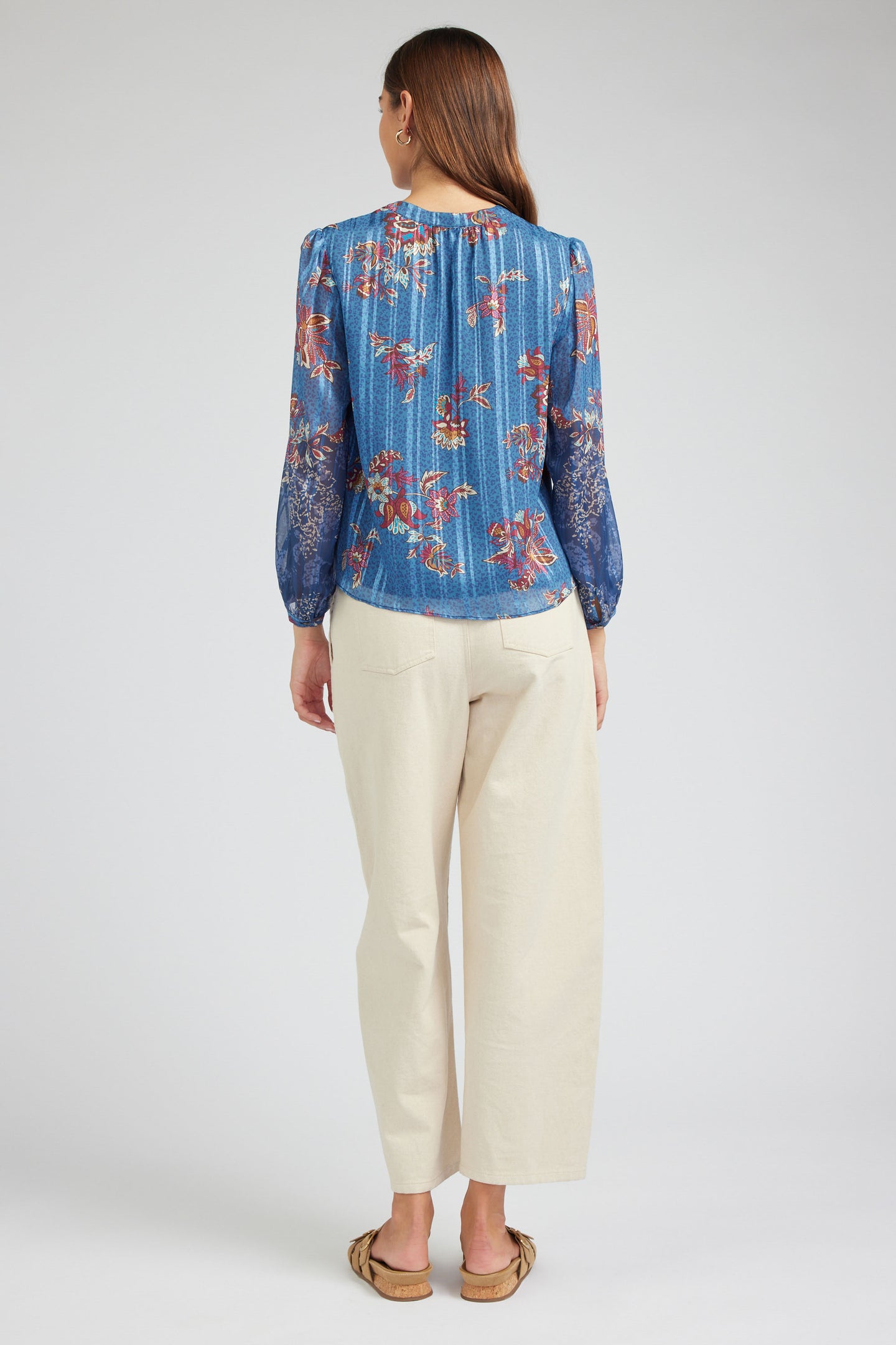 Floral Mandarin Collar Blouse