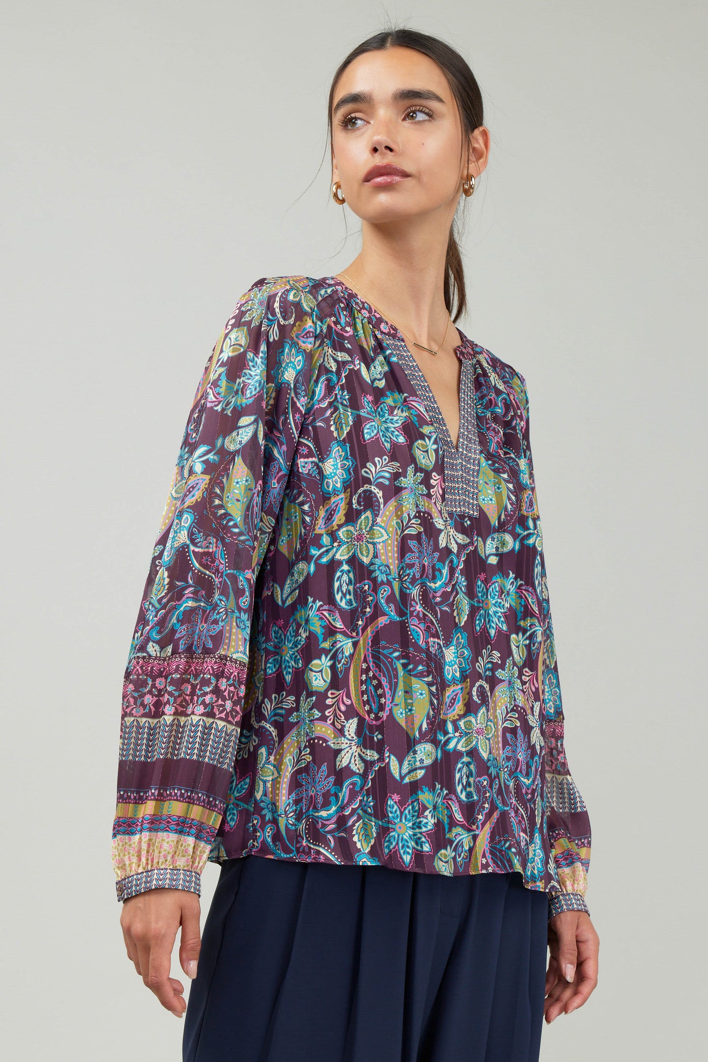 Lurex Floral Blouse