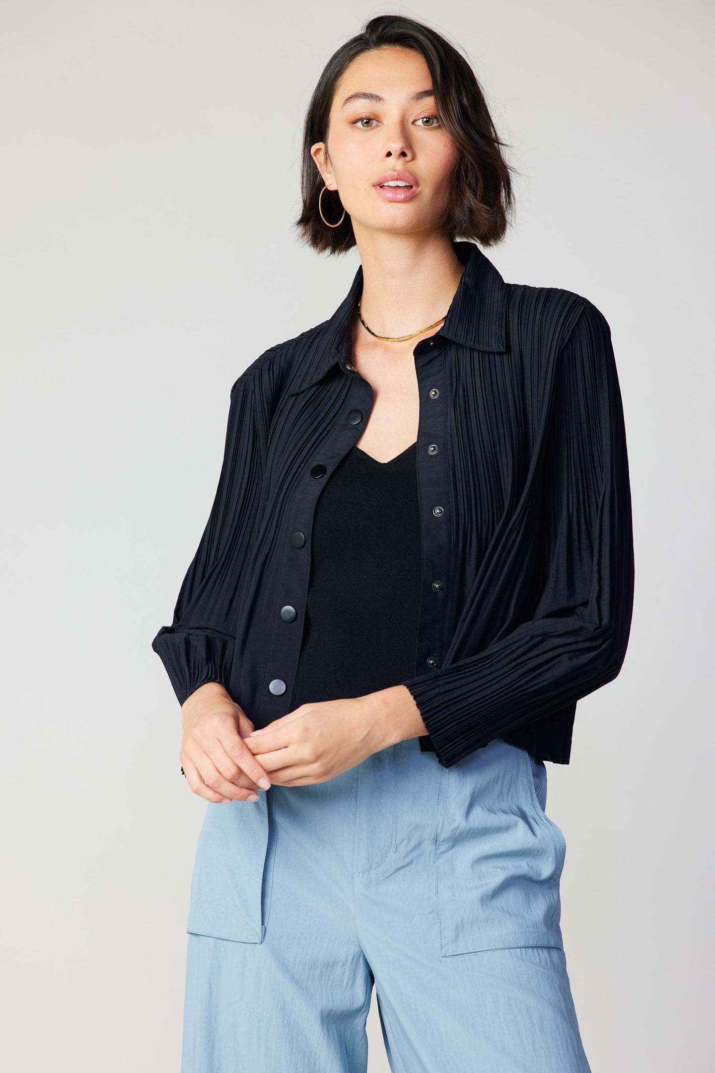 Button Down Pleated Top