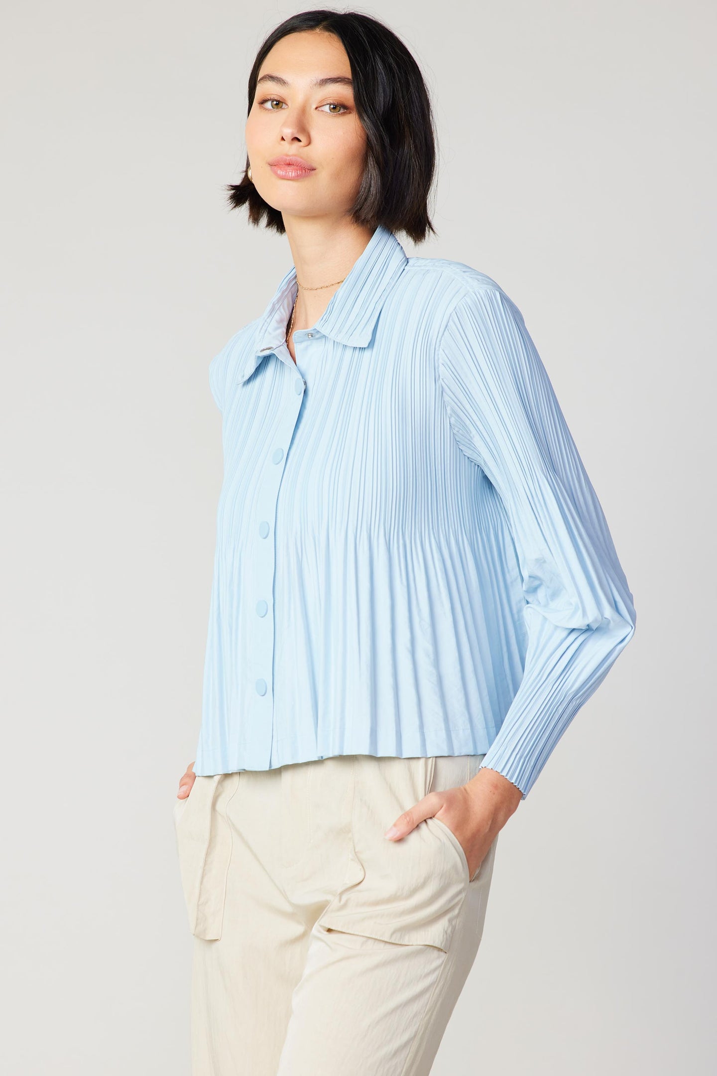 Button Down Pleated Top