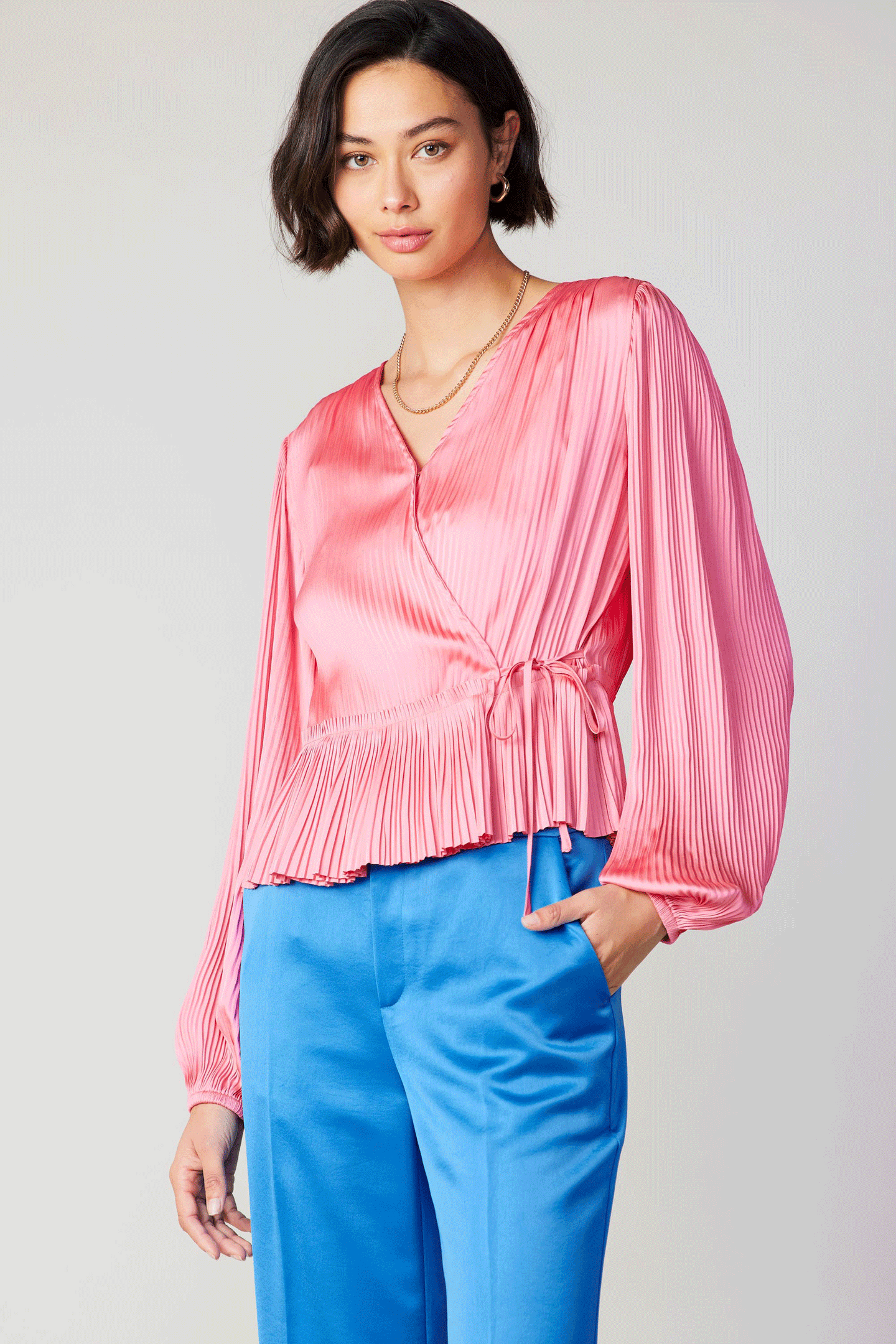 Pleated Wrap Top