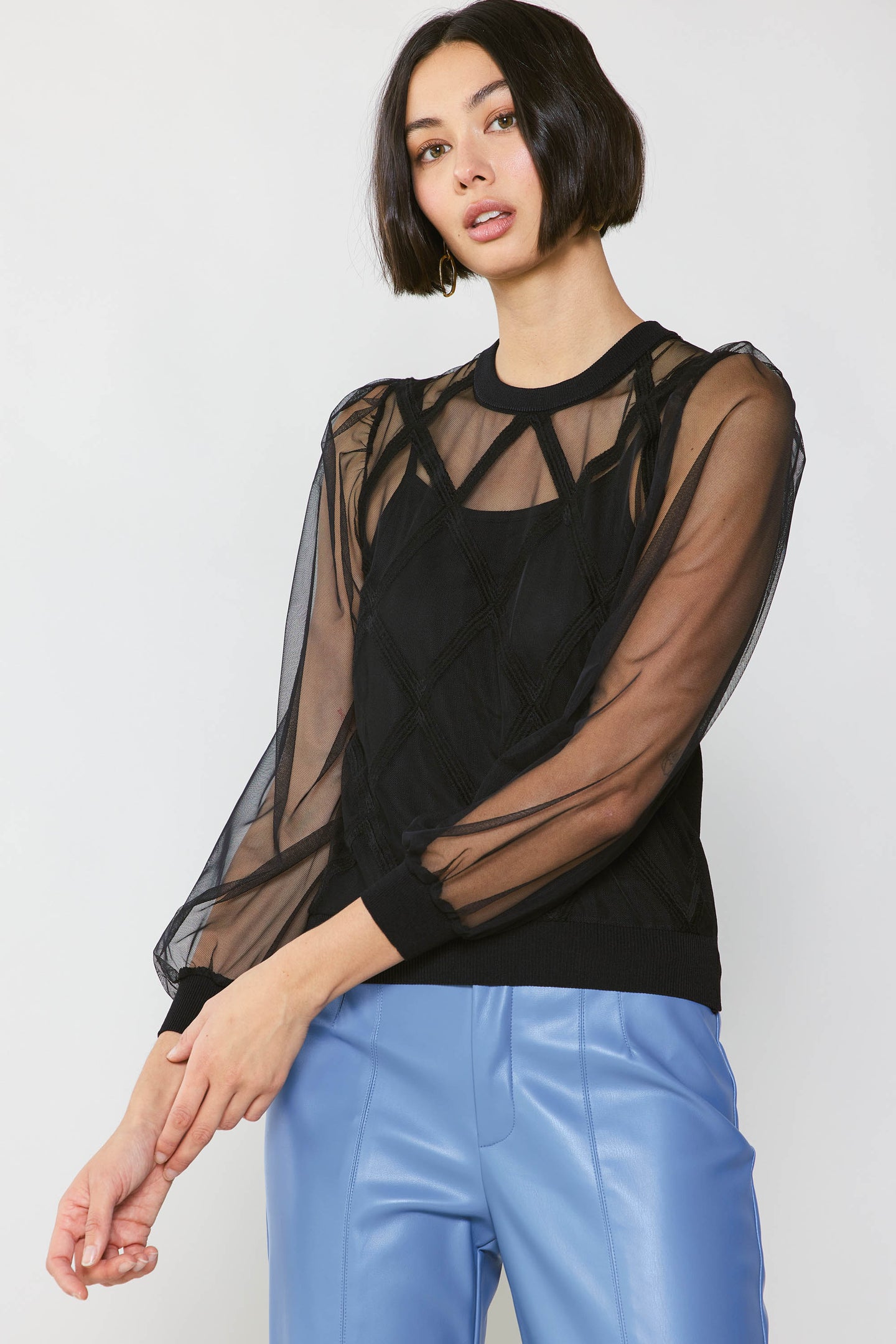 Sheer Crosshatch Cami-lined Top – CURRENT AIR