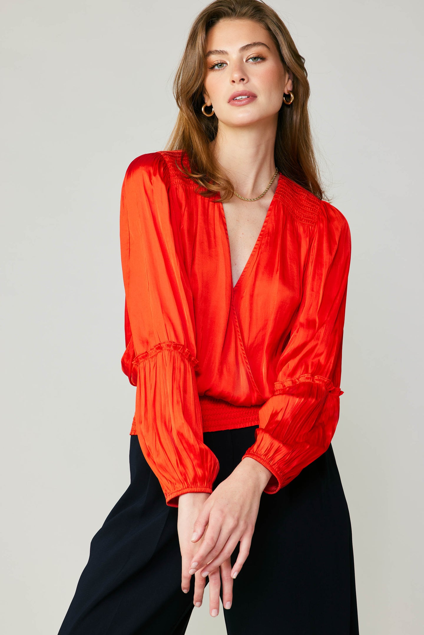 Pleated Surplice Blouse – CURRENT AIR