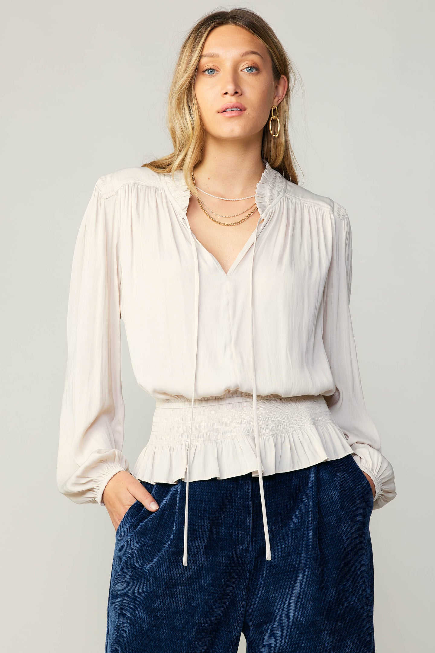 Peplum Collared Blouse – CURRENT AIR