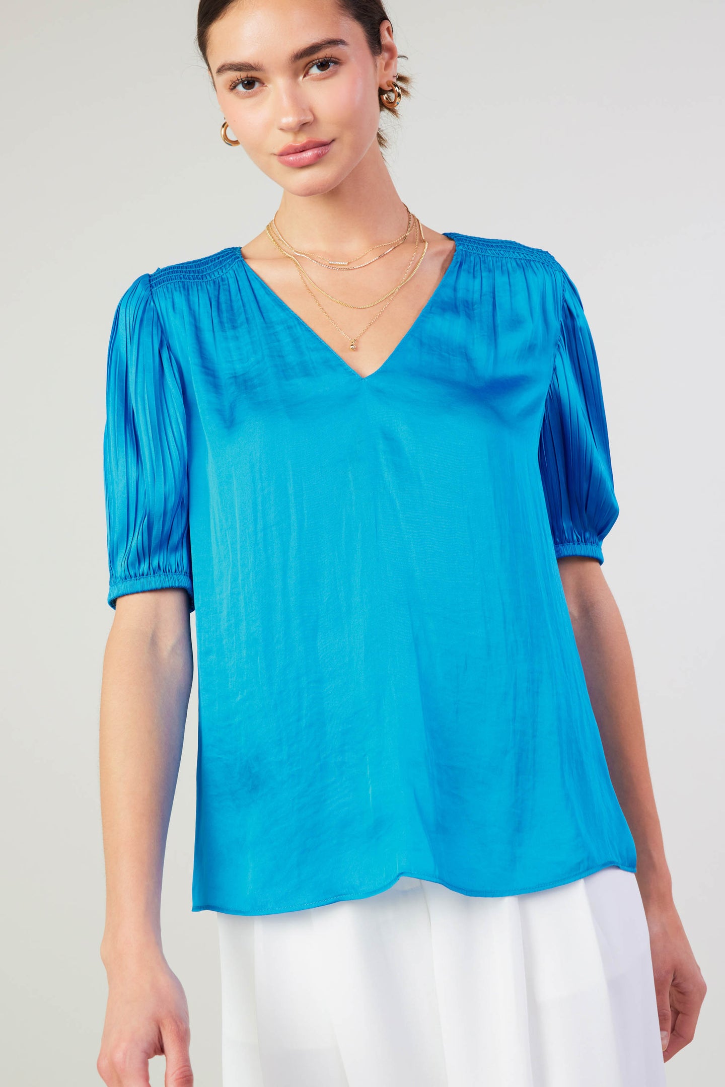 Cuffed Pleated Yoke top