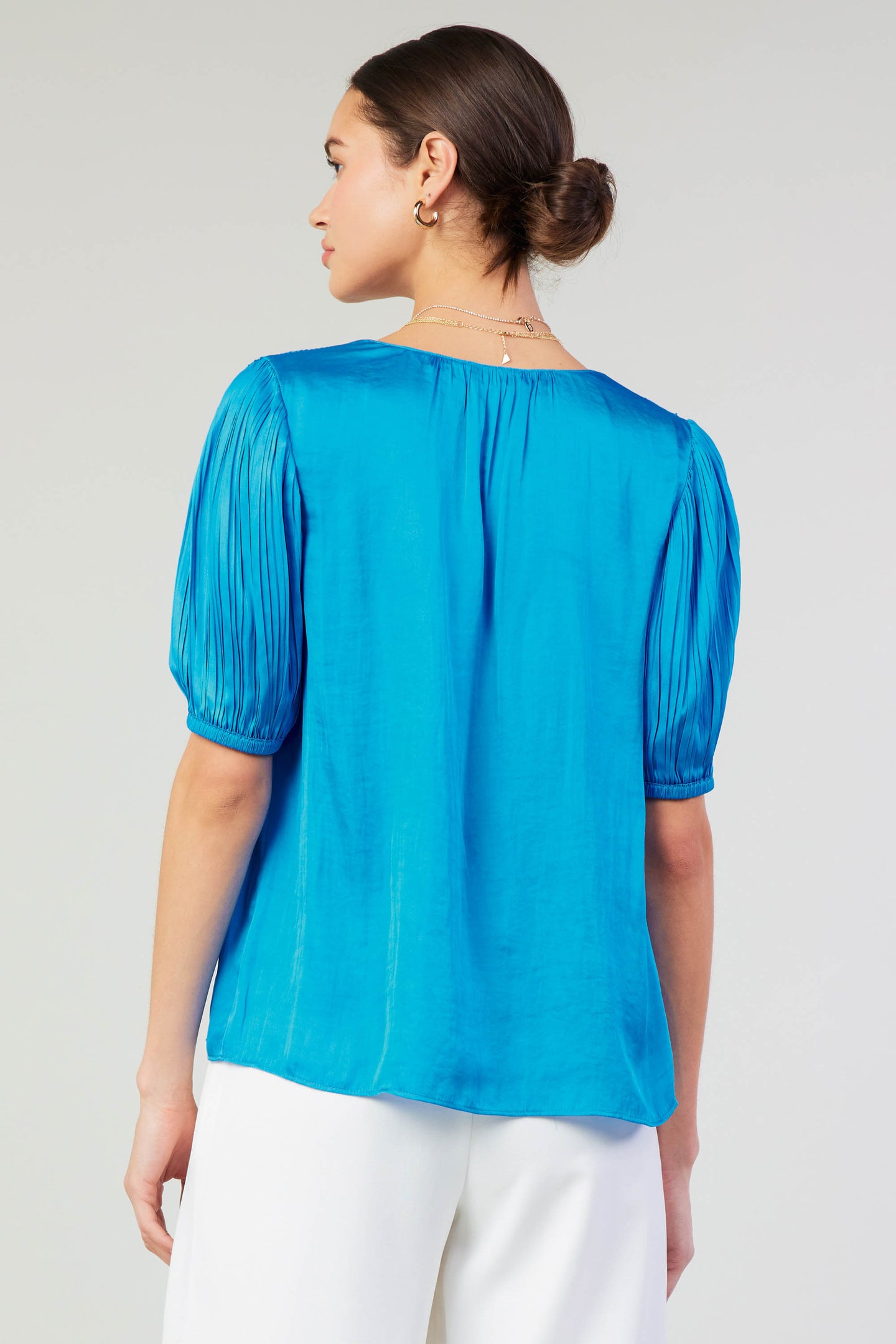 Cuffed Pleated Yoke top