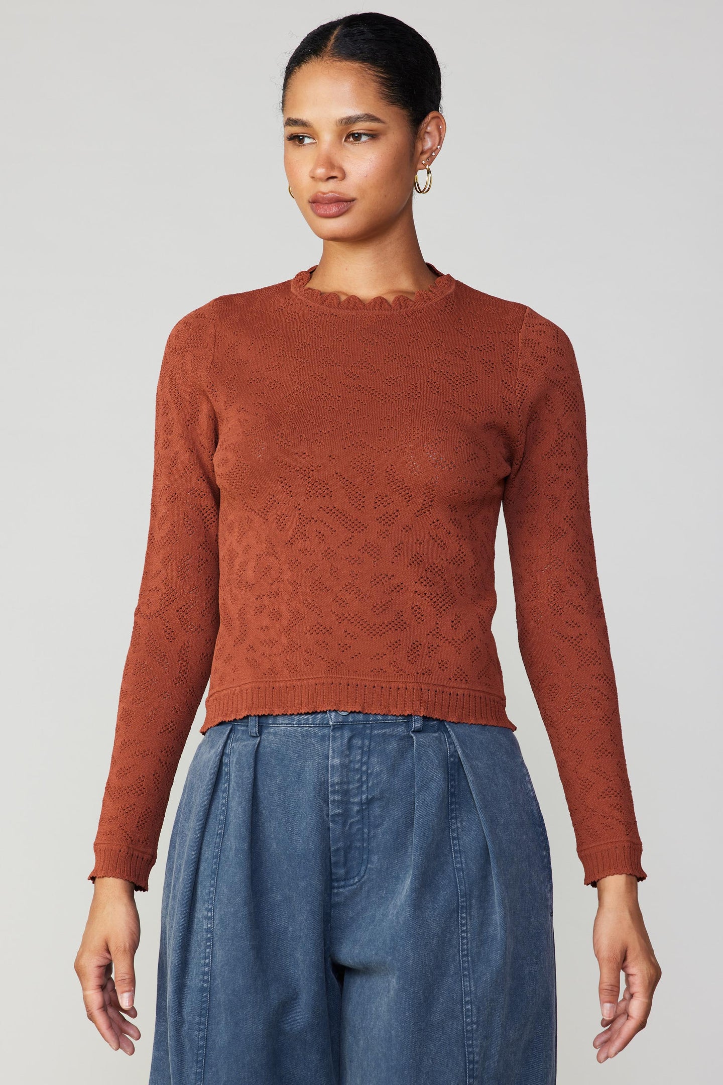 Scalloped Knit Top