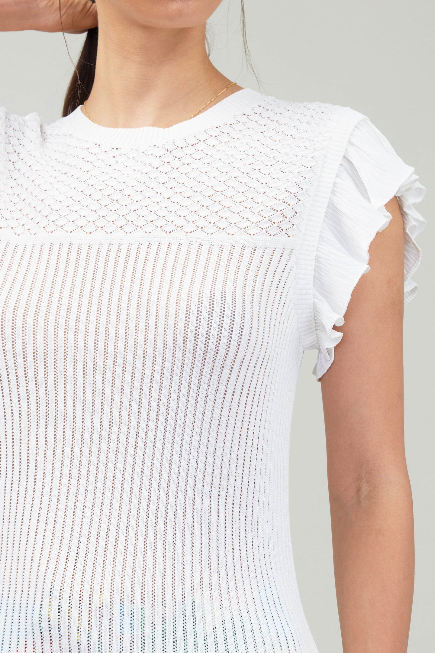 Knit Crewneck Ruffled Tank