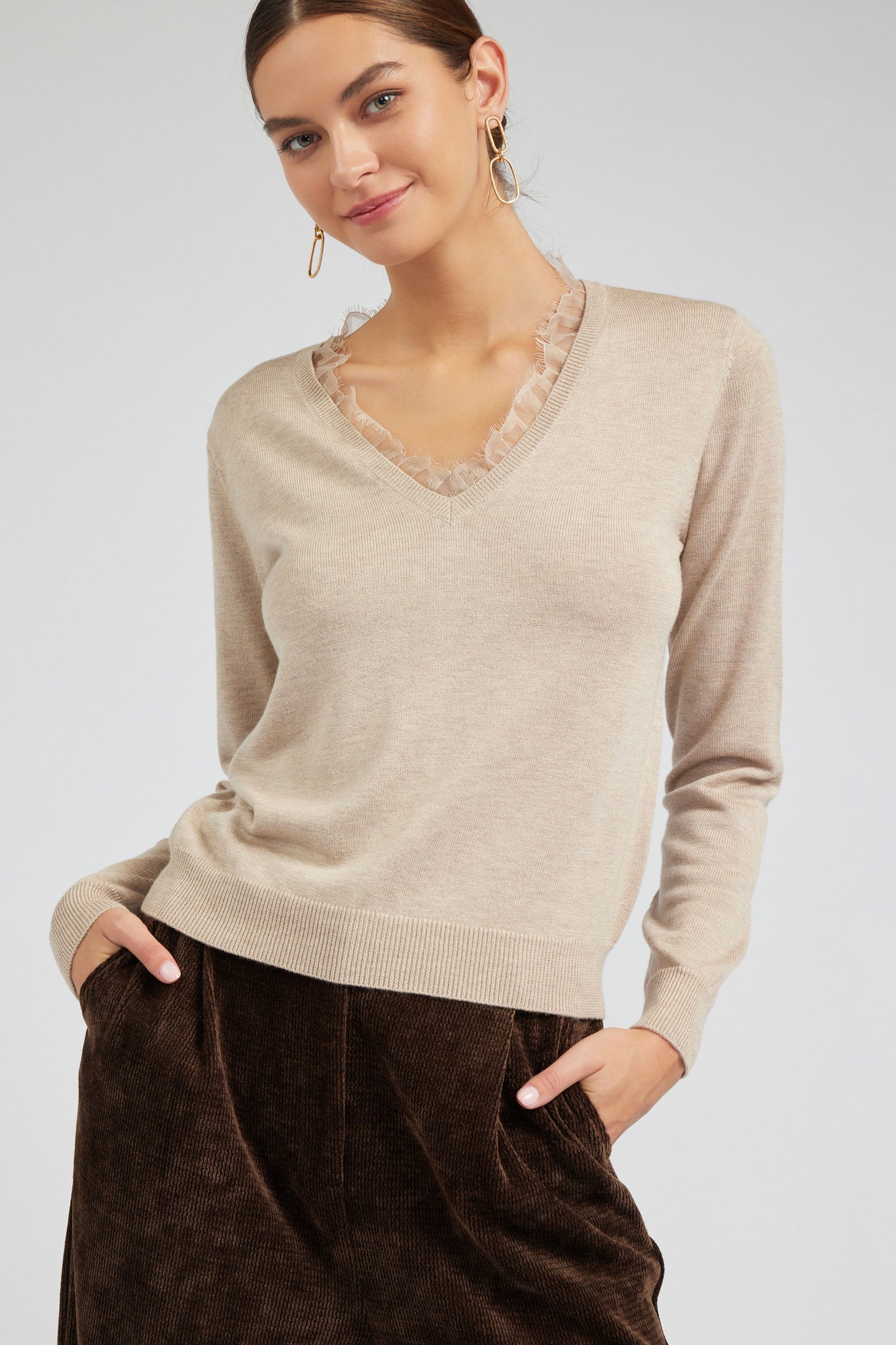 Lace Detail Sweater Top