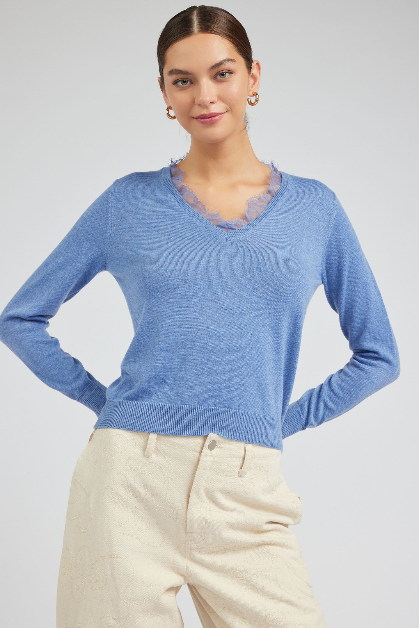 Lace Detail Sweater Top